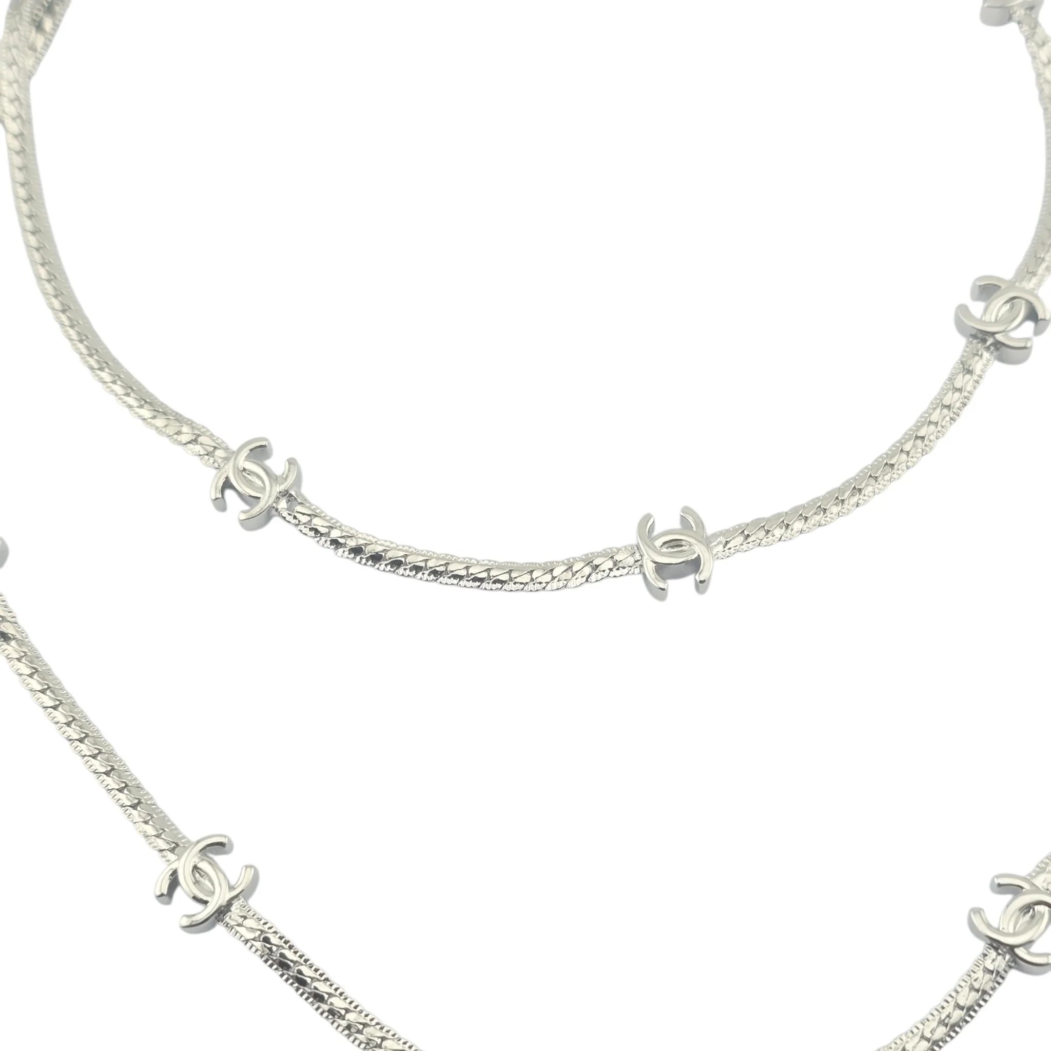 Chanel CC Metal Thin Silver Necklace 2024 CHANEL