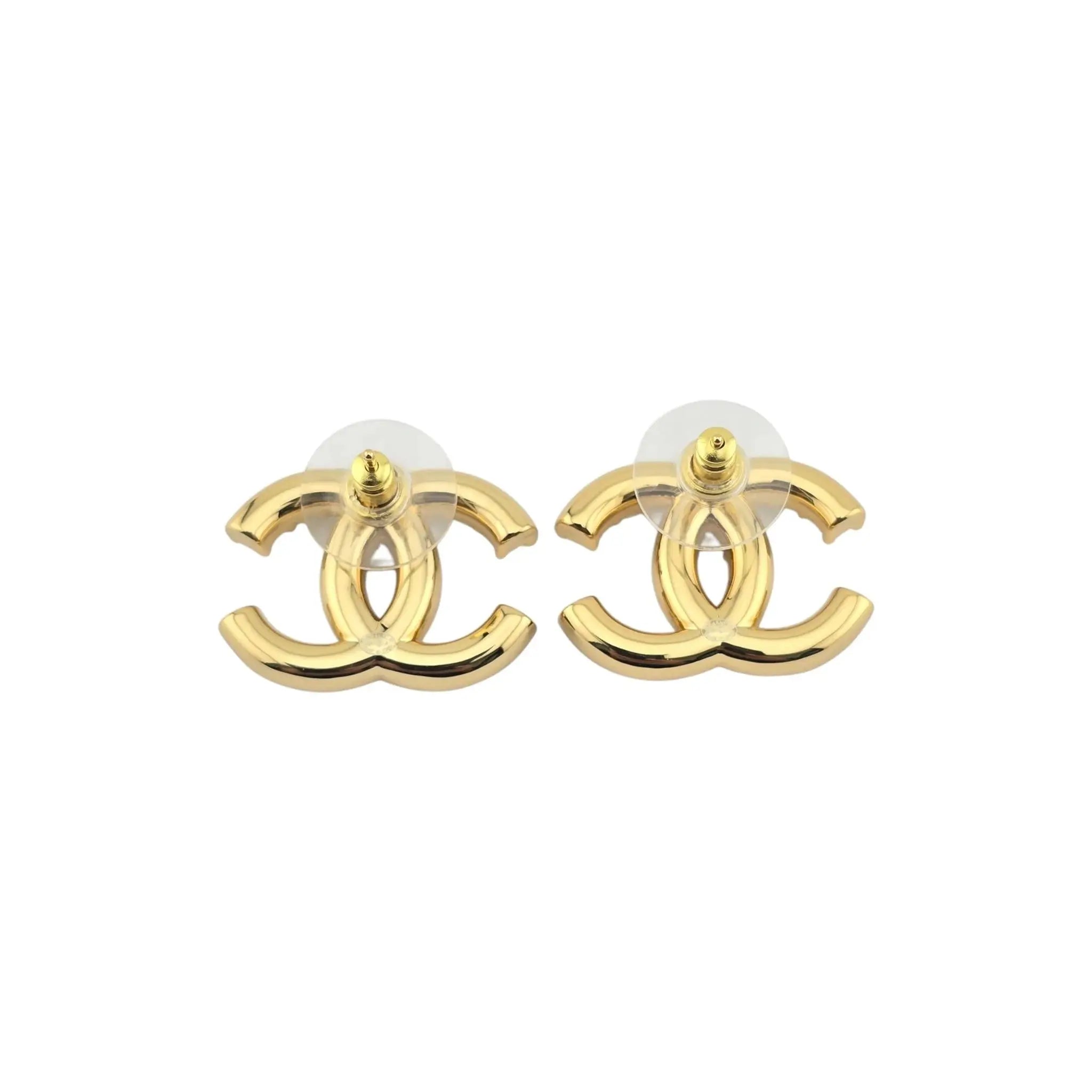 Chanel CC Gold Faux Pearl Crystal Earrings B24 CHANEL