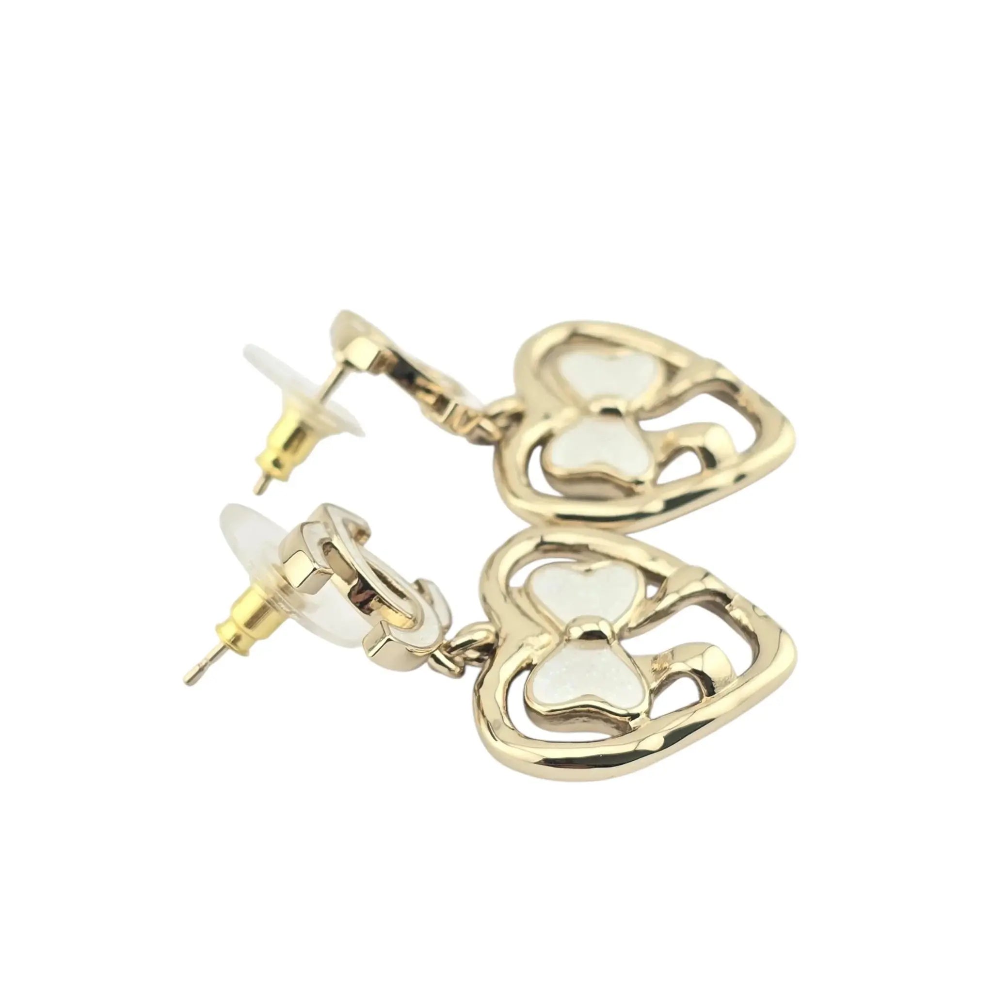 Chanel CC Heart Bow Drop Earrings 2025 CHANEL