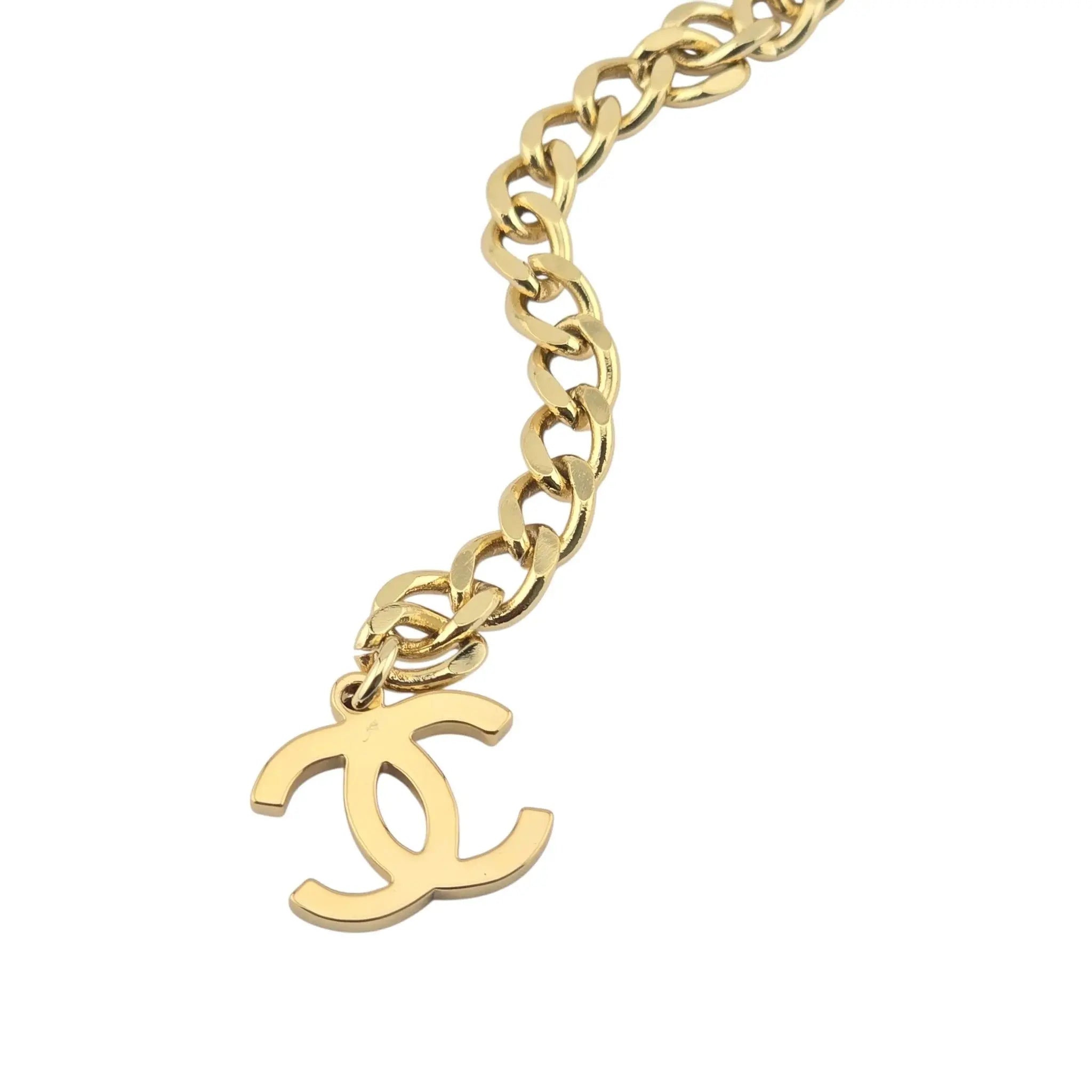 Chanel CC Long Faux Pearl Gold Heart Necklace CHANEL