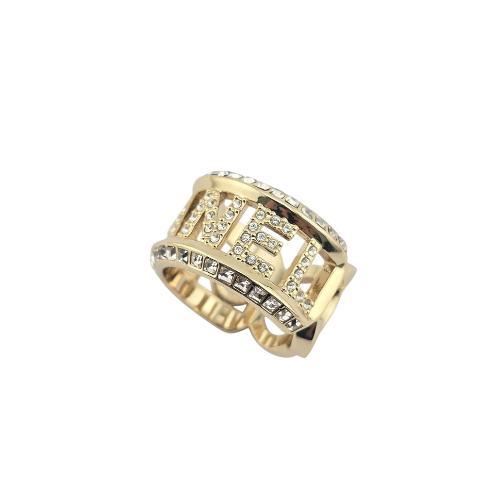 Chanel CC Gold Crystal Ring 2024 CHANEL