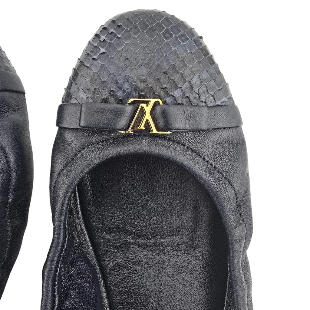 Louis Vuitton LV Flirty Navy Blue Python Ballet Flats 39 LOUIS VUITTON