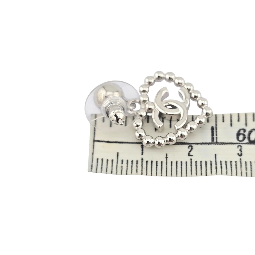 Chanel CC Silver Heart Drop Earrings 2025 CHANEL