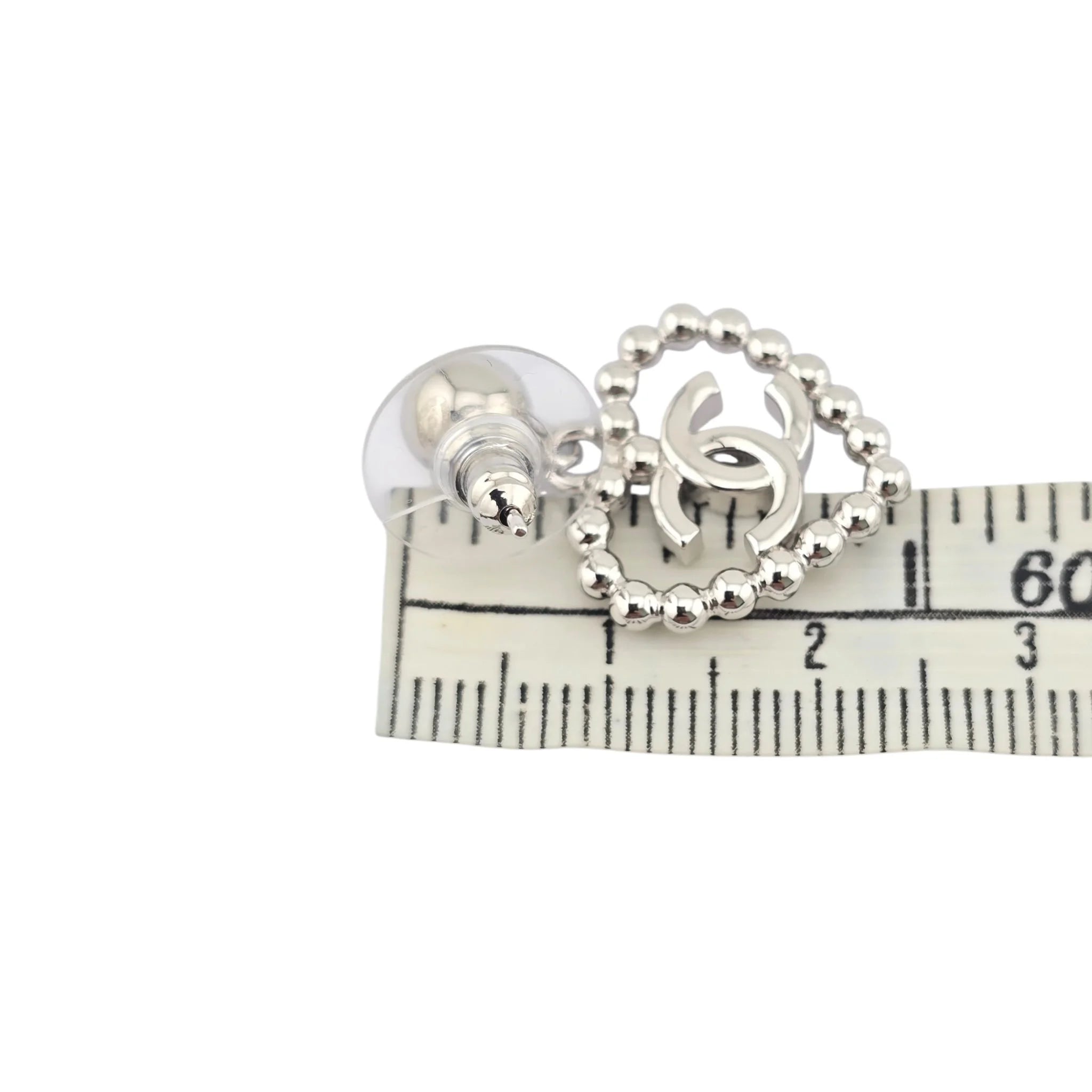 Chanel CC Silver Heart Drop Earrings 2025 CHANEL