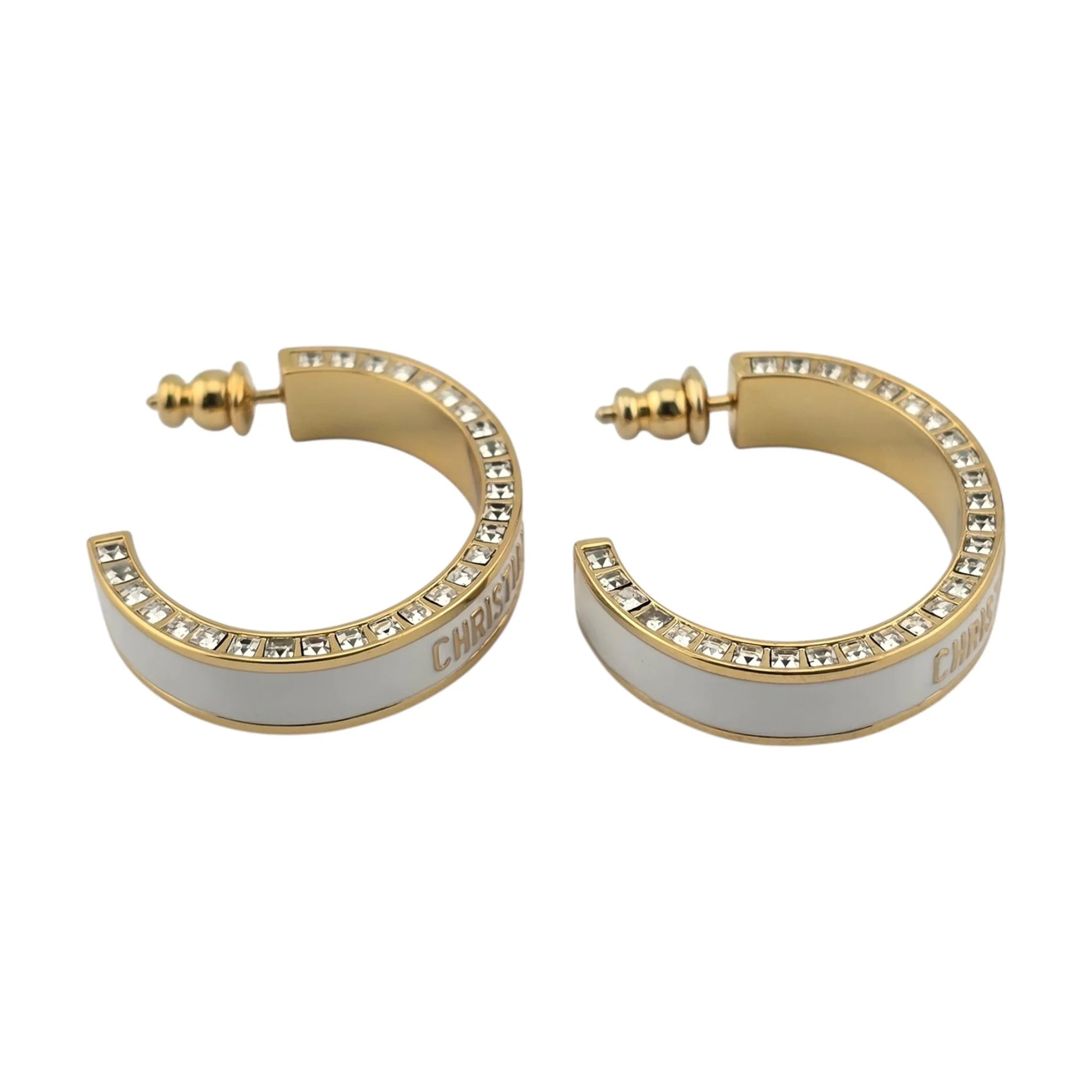 Christian Dior Large Dior Night Code Hoop White Earrings DIOR