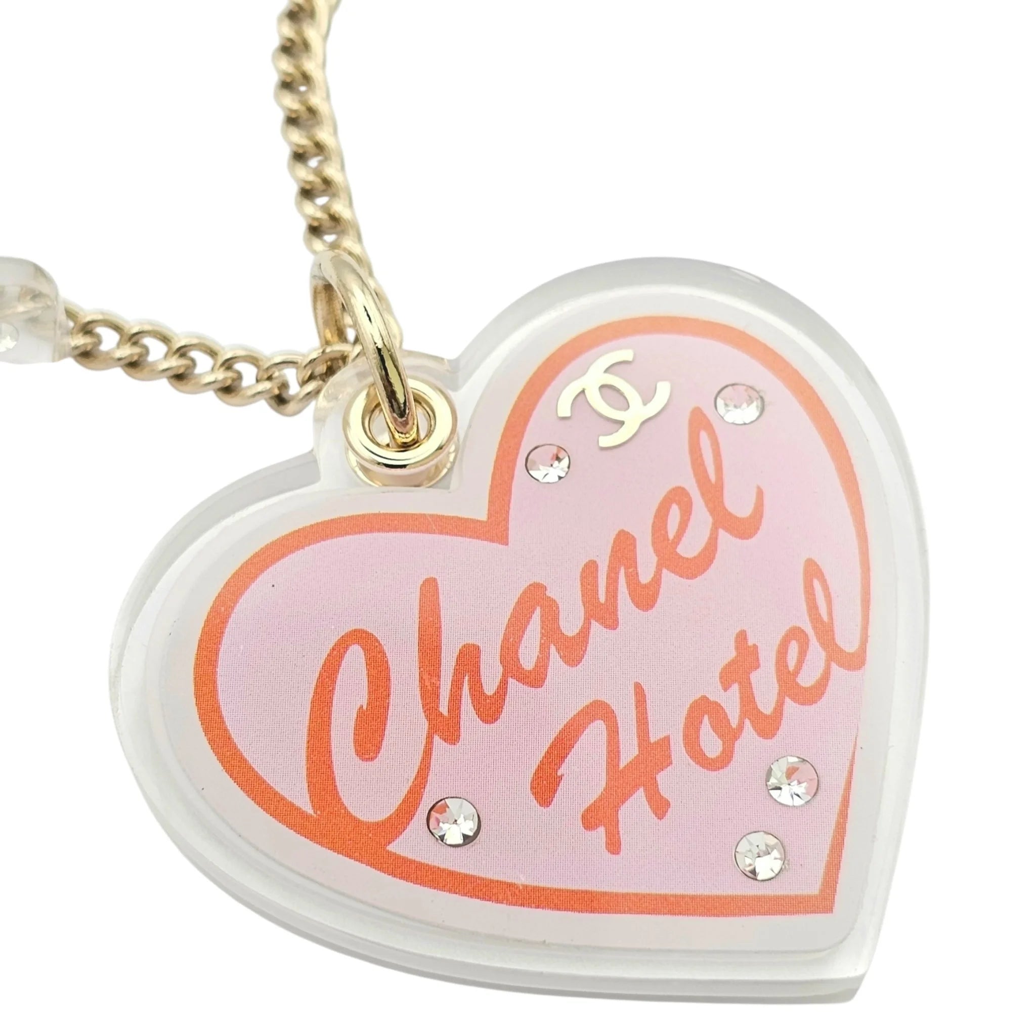 Chanel CC Resin Metal Strass Multi Color Heart Shape Necklace 2024 CHANEL