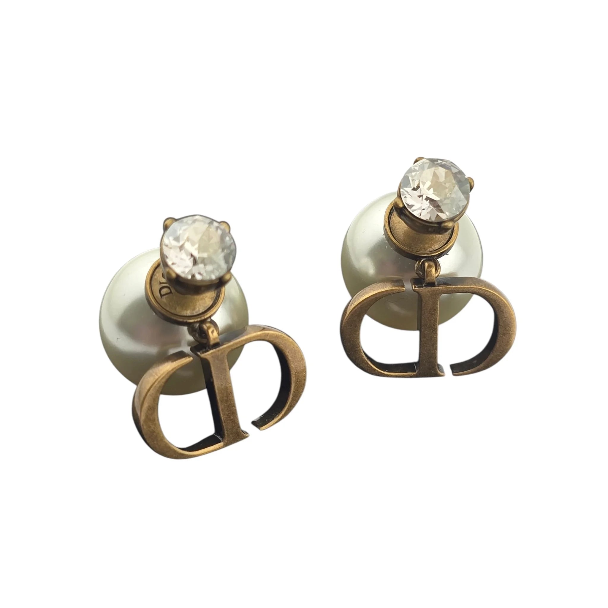 Christian Dior Tribales Faux Pearl Crystal  CD Earrings DIOR