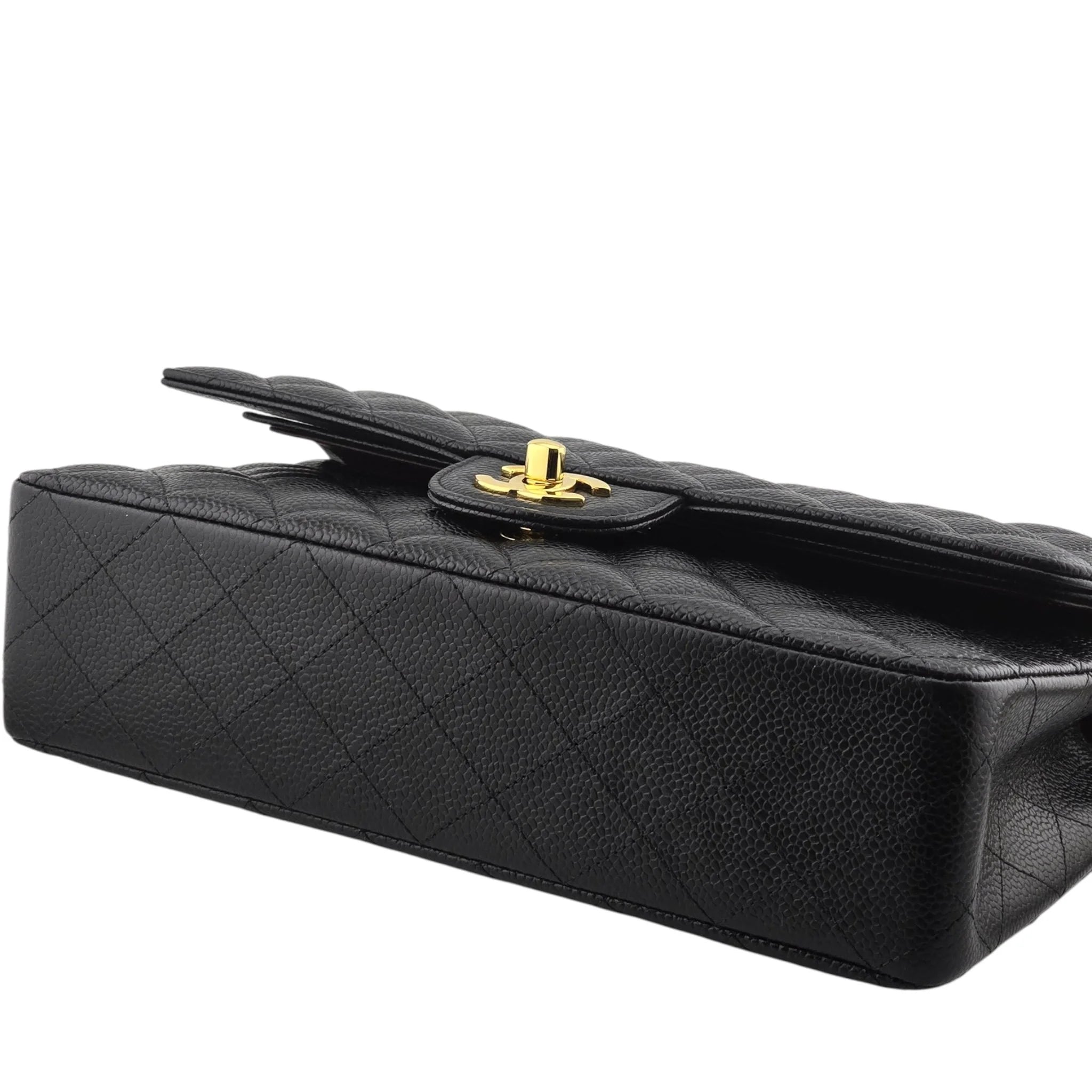 Chanel Medium Classic Flap Caviar Black Gold Hardware CHANEL