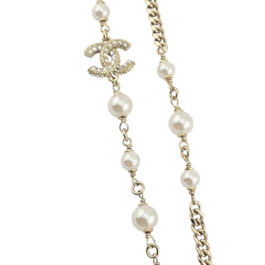 Chanel CC White Heart Long Necklace 2022 CHANEL