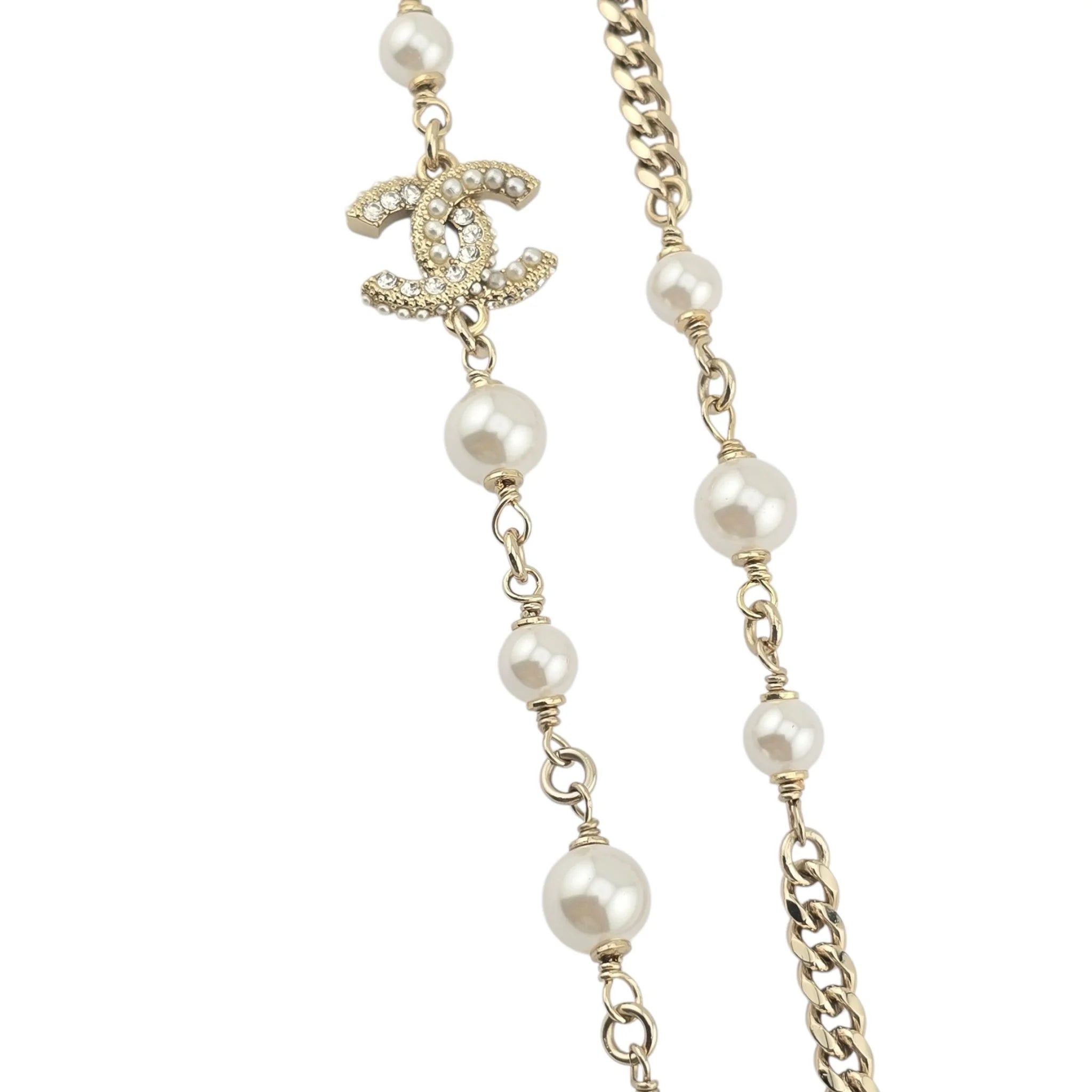 Chanel CC White Heart Long Necklace 2022 CHANEL