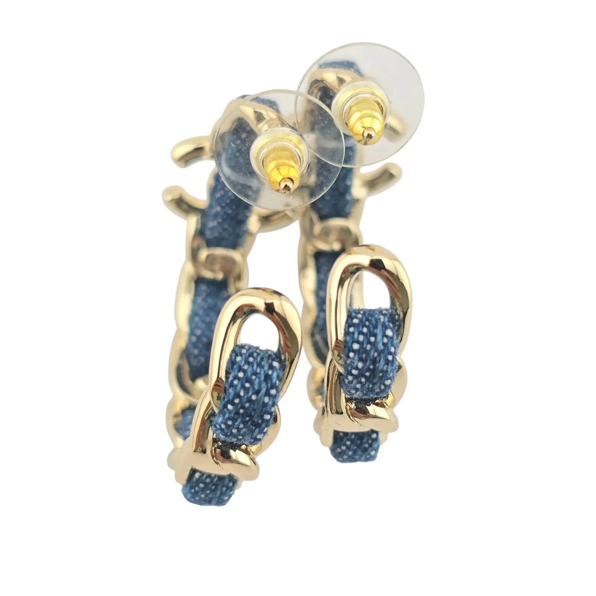 Chanel CC Denim Blue Hoop Earrings 2025 CHANEL