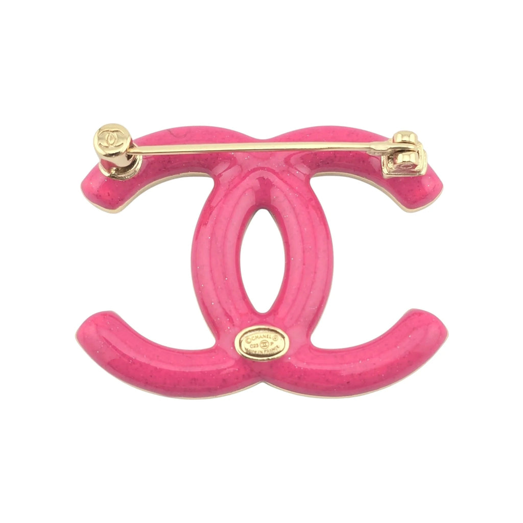 Chanel CC Pink Crystal Brooch 2023 CHANEL