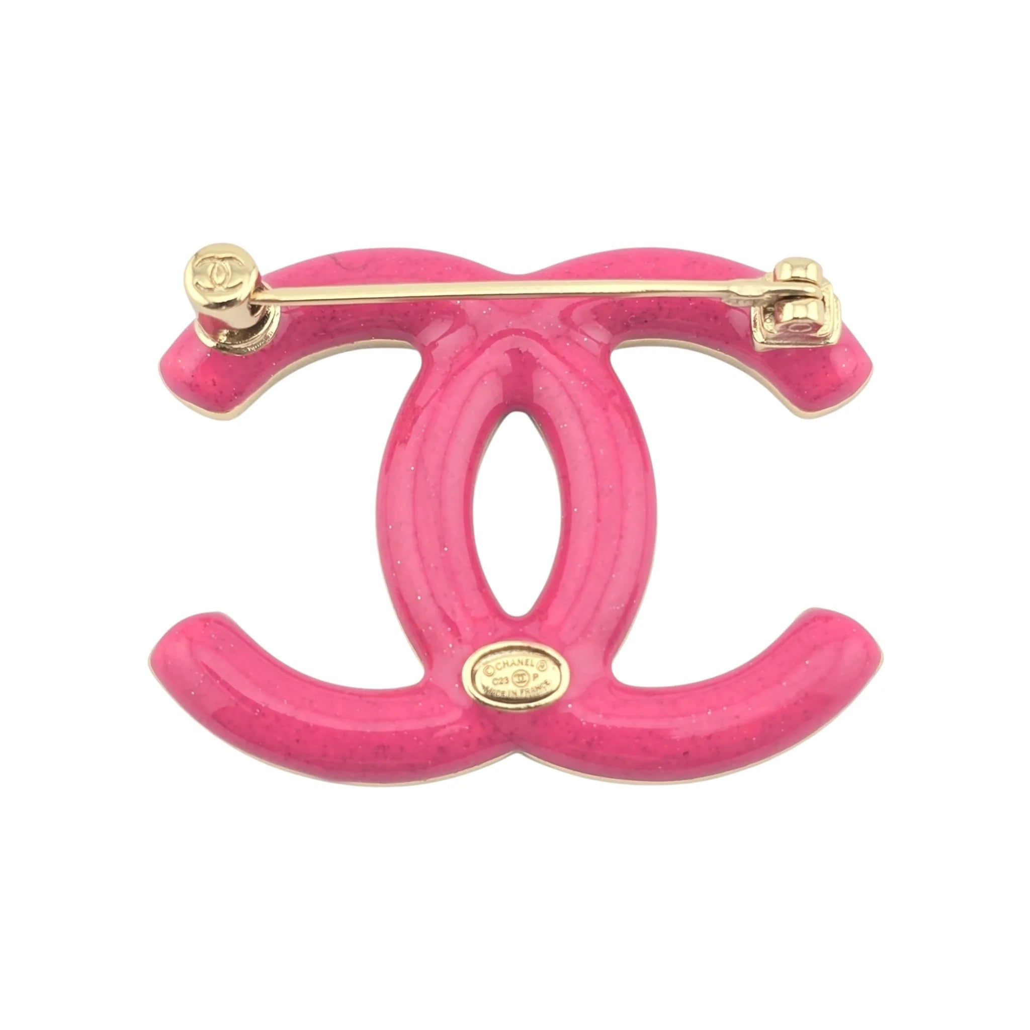 Chanel CC Pink Crystal Brooch 2023 CHANEL