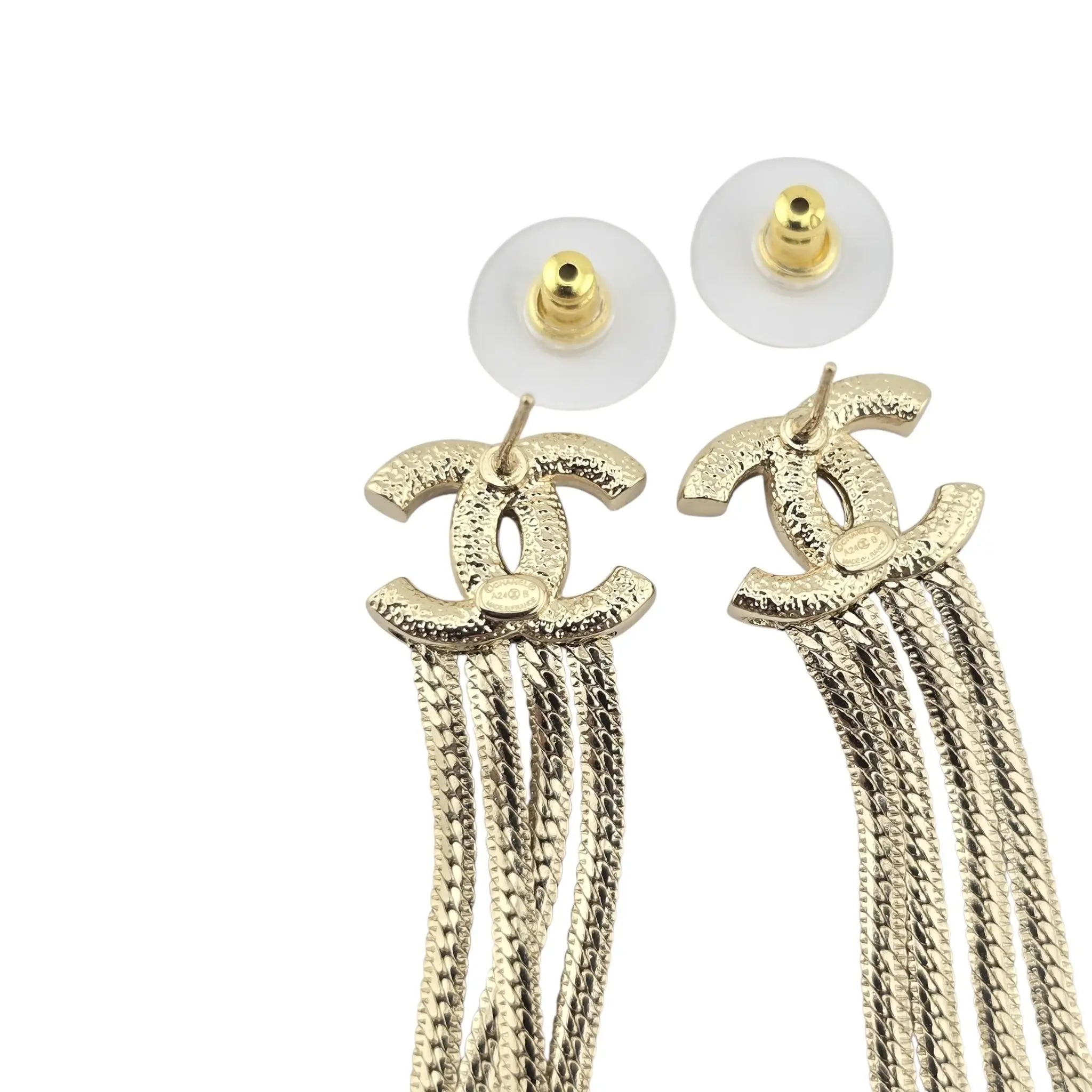 Chanel CC Gold Tassel Drop Earrings 2024 CHANEL