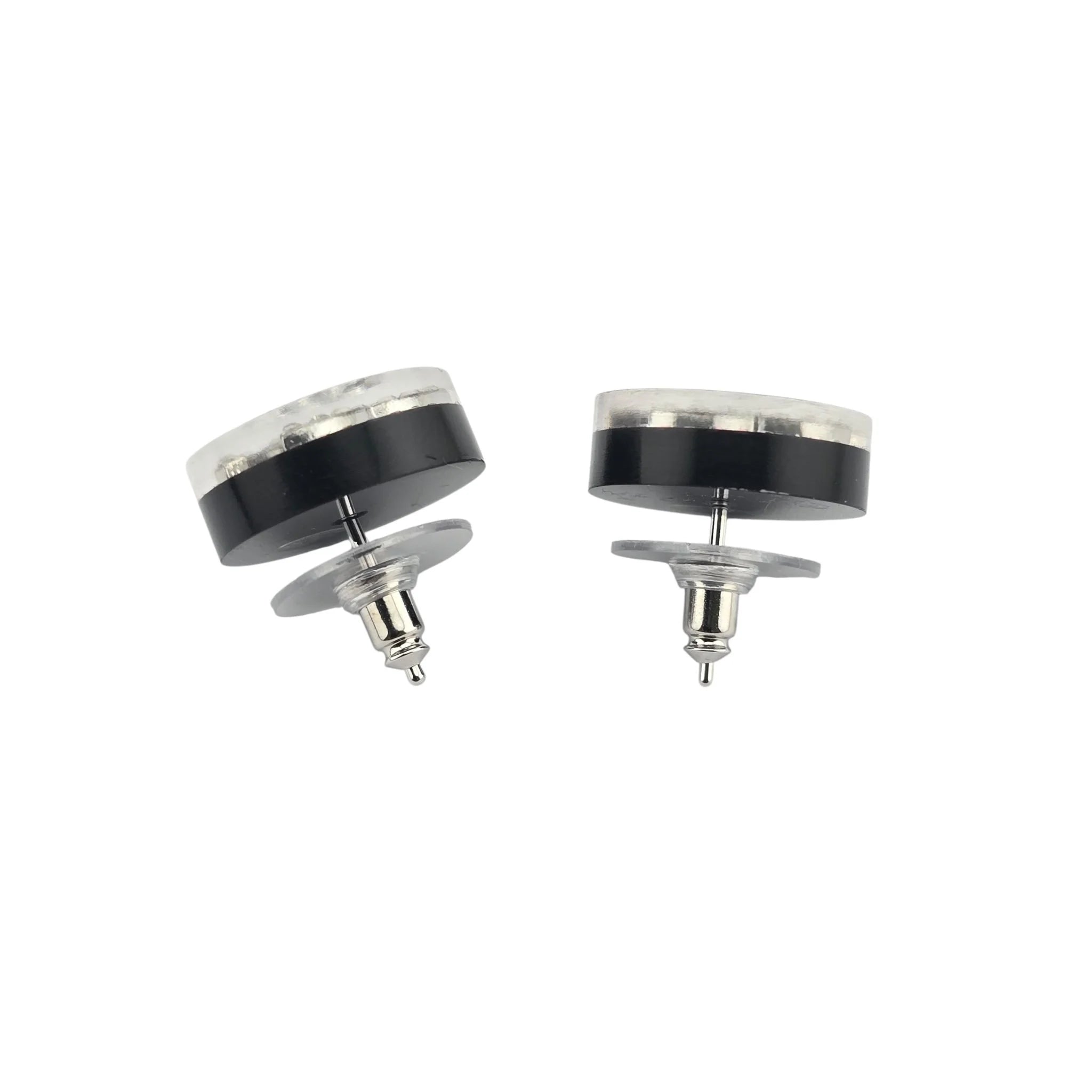Chanel CC Resin Round Black Stud Crystal Earrings 2025 CHANEL