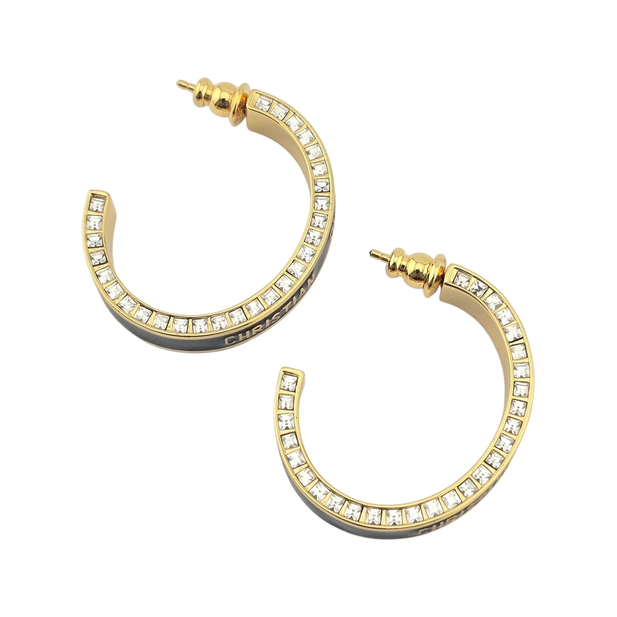 Christian Dior Large Dior Night Code Hoop Black Earrings DIOR