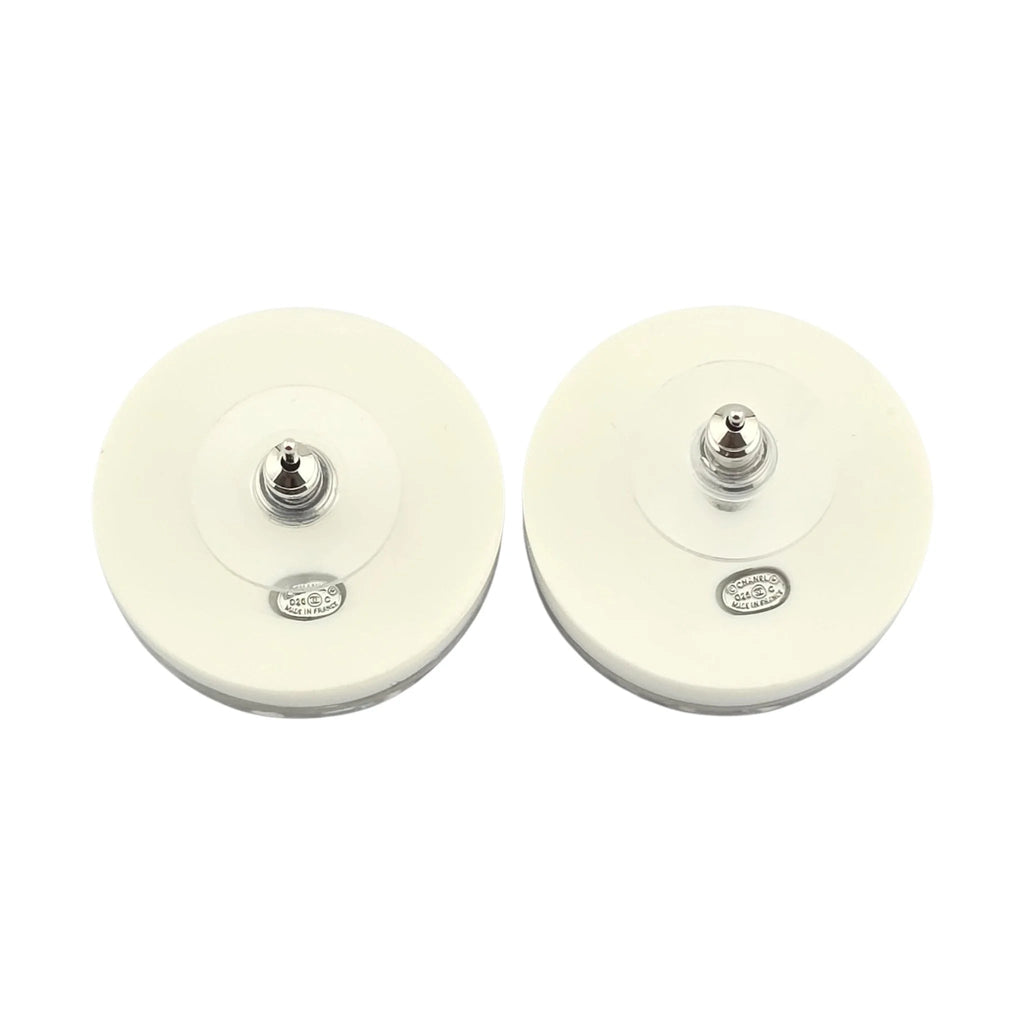Chanel CC White Resin Round Earrings 2024 CHANEL