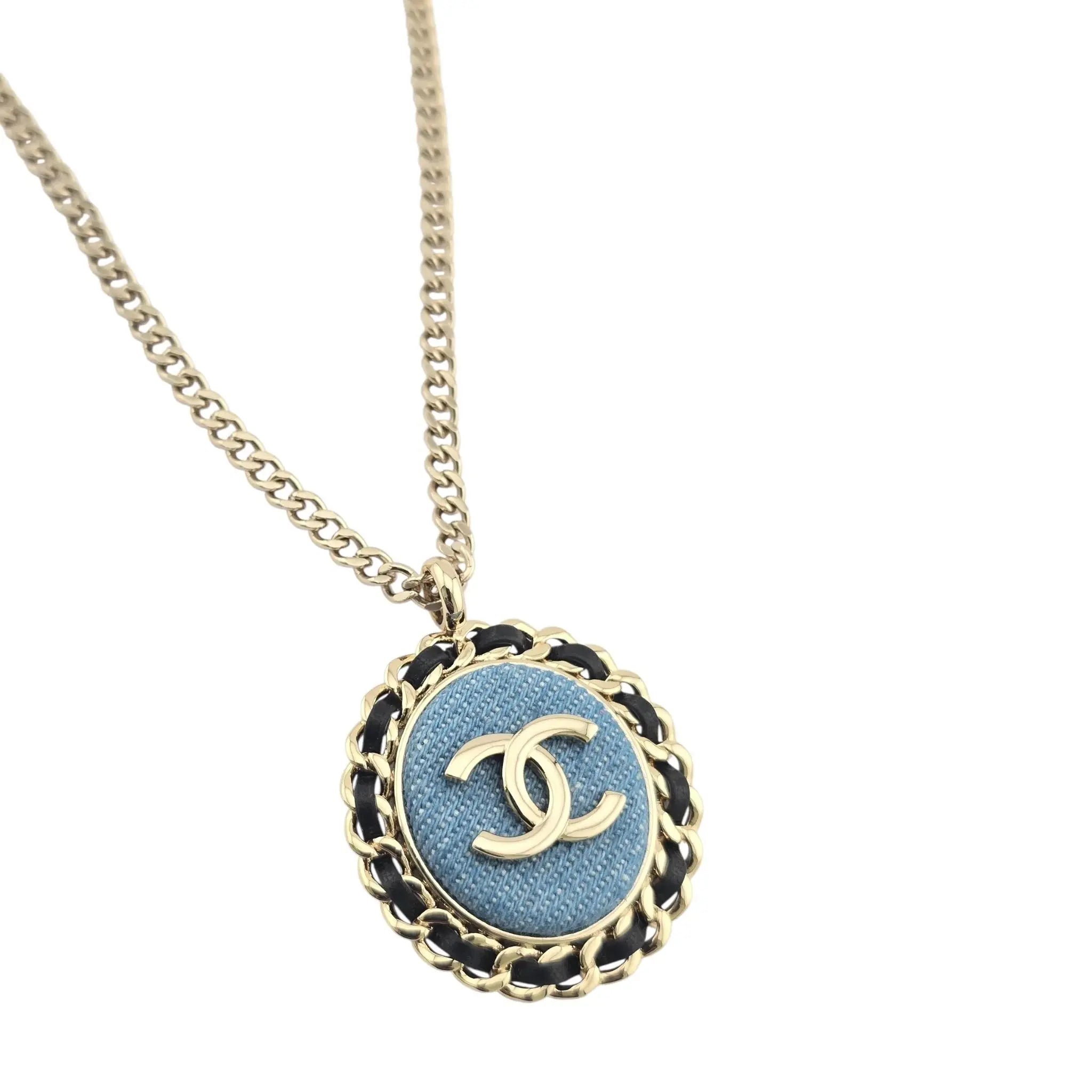 Chanel CC Denim Pendant Necklace 2025 CHANEL