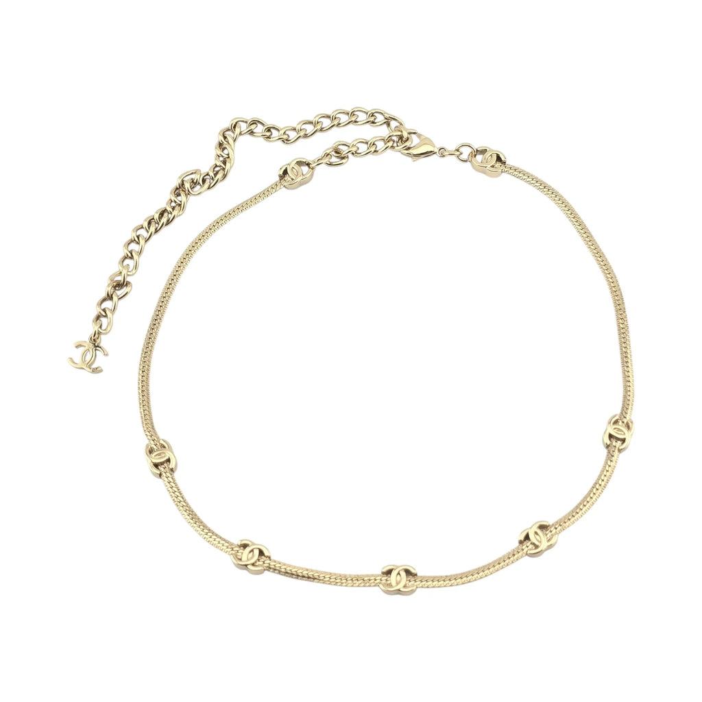 Chanel CC Thin Choker Necklace Gold 2024 CHANEL