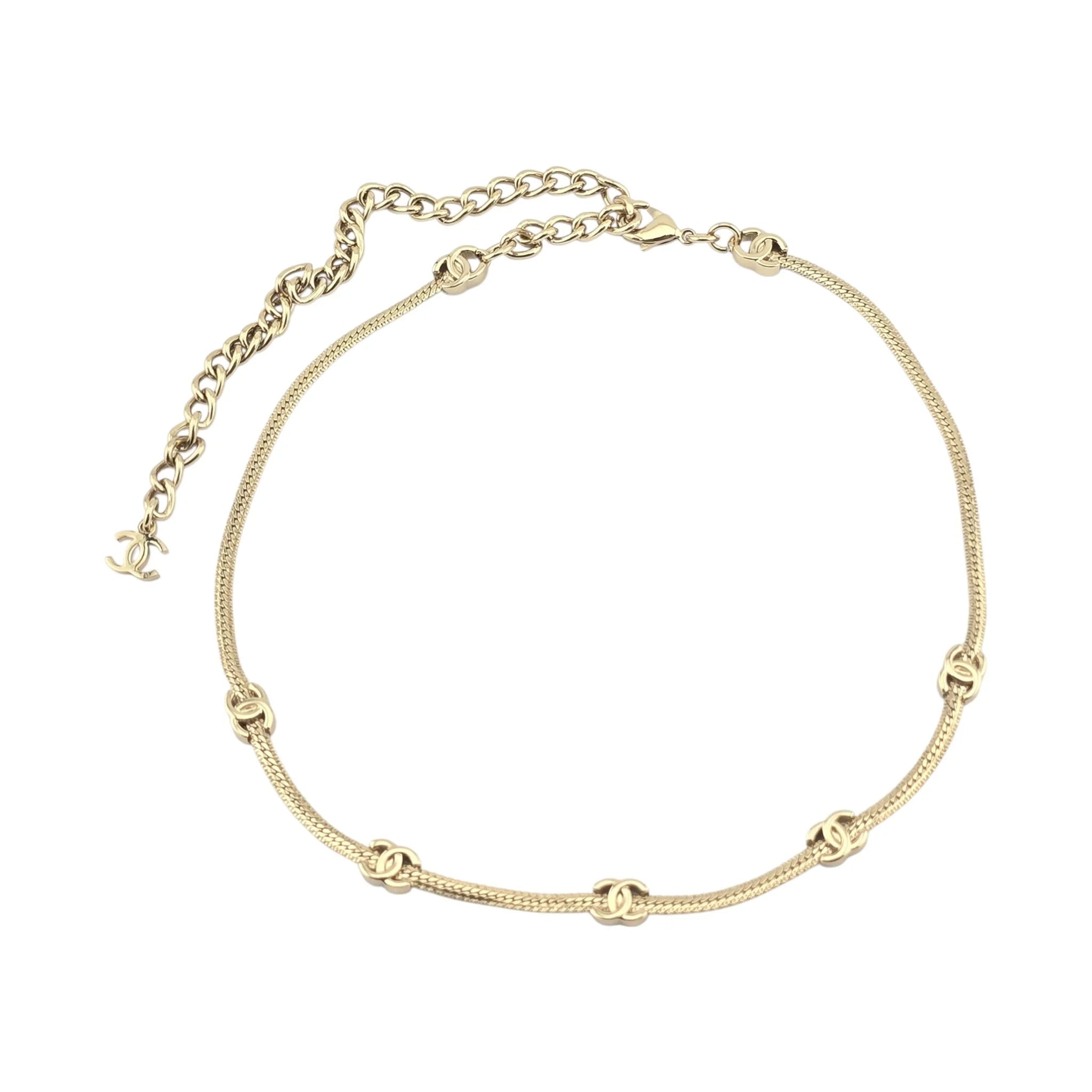 Chanel CC Thin Choker Necklace Gold 2024 CHANEL