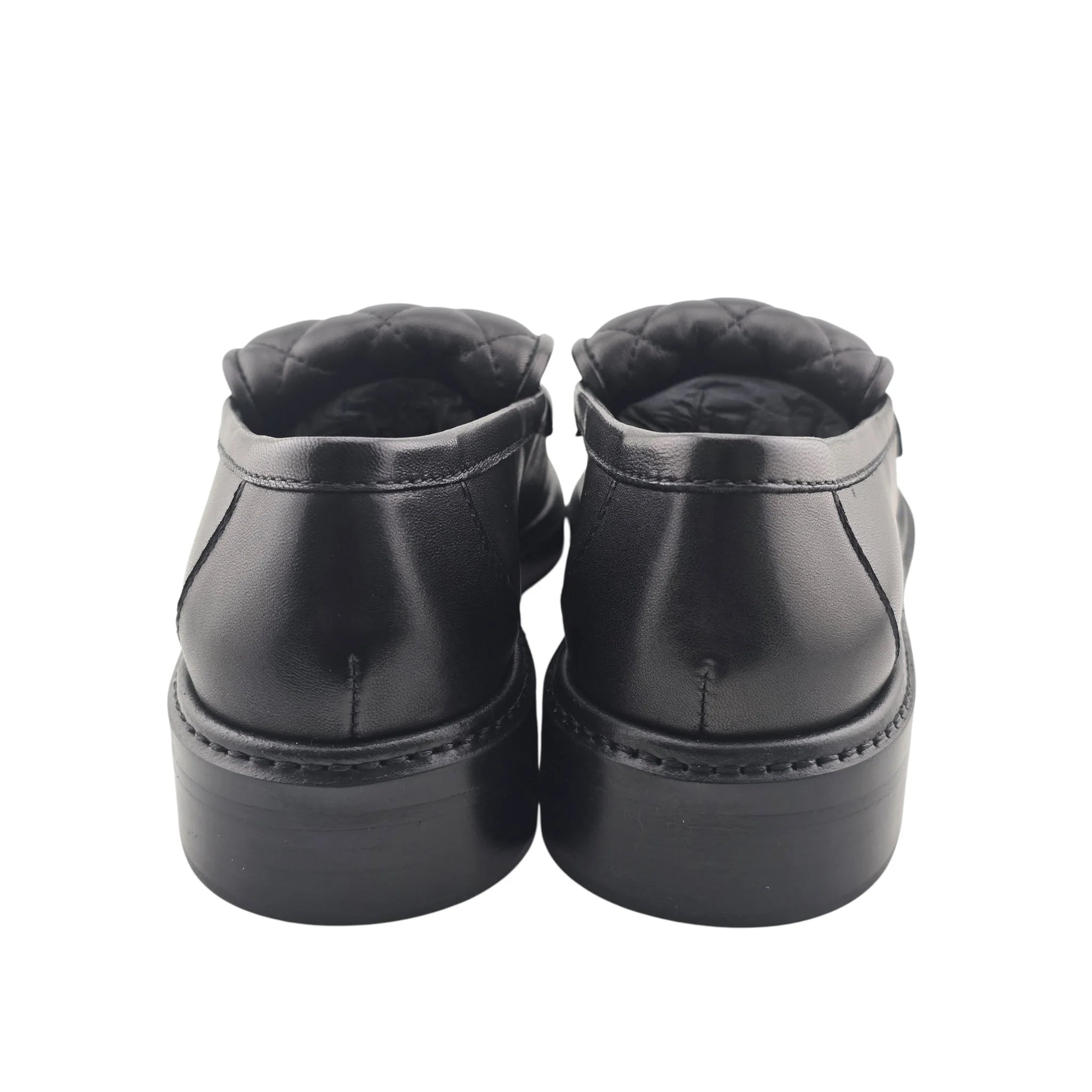 Chanel CC Lambskin Quilted Turnlock Loafers 39 Black CHANEL