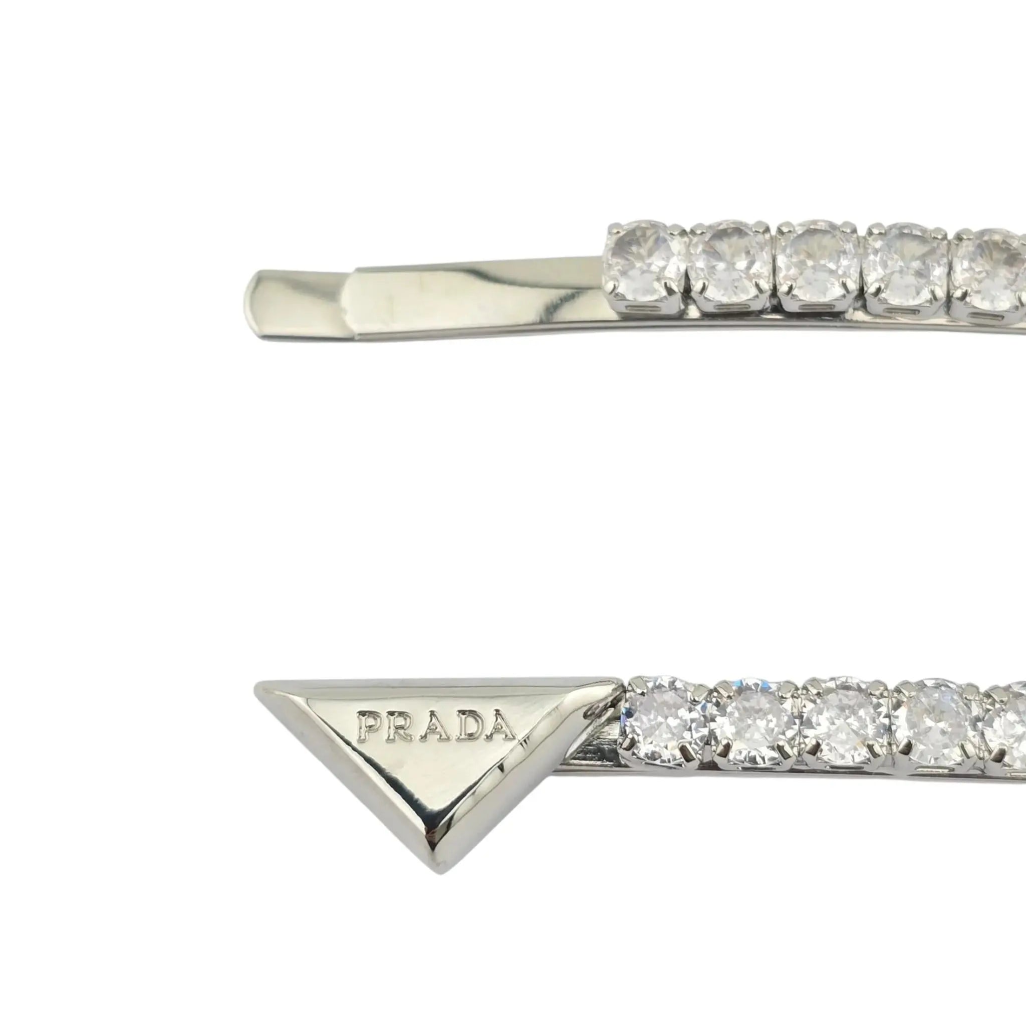 Prada Crystal Embellished Silver Hair Clip PRADA