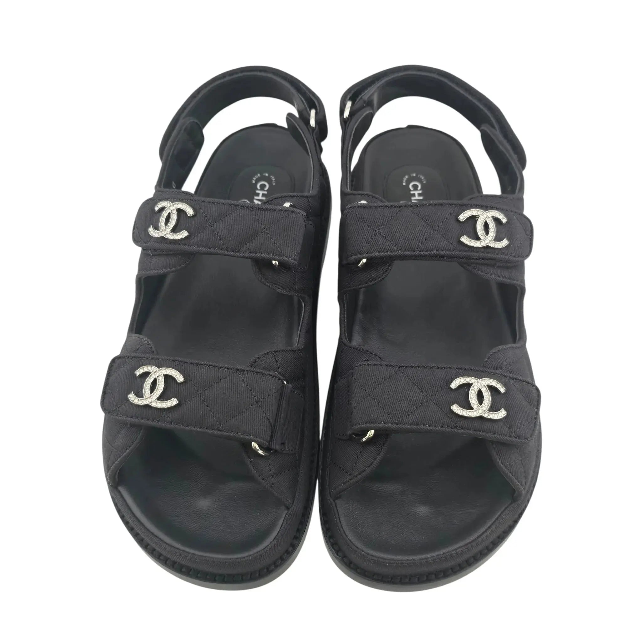 Chanel Mixed Fibers Velcro Dad Sandals 39 CHANEL