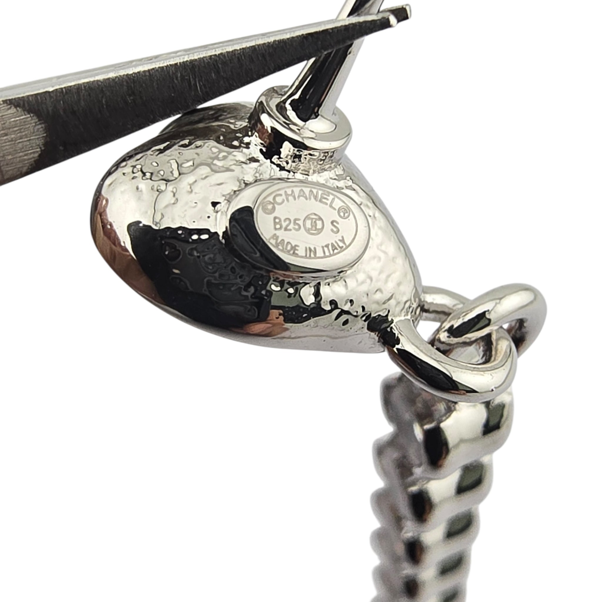 Chanel CC Silver Crystal Drop Heart Earrings 2025 CHANEL