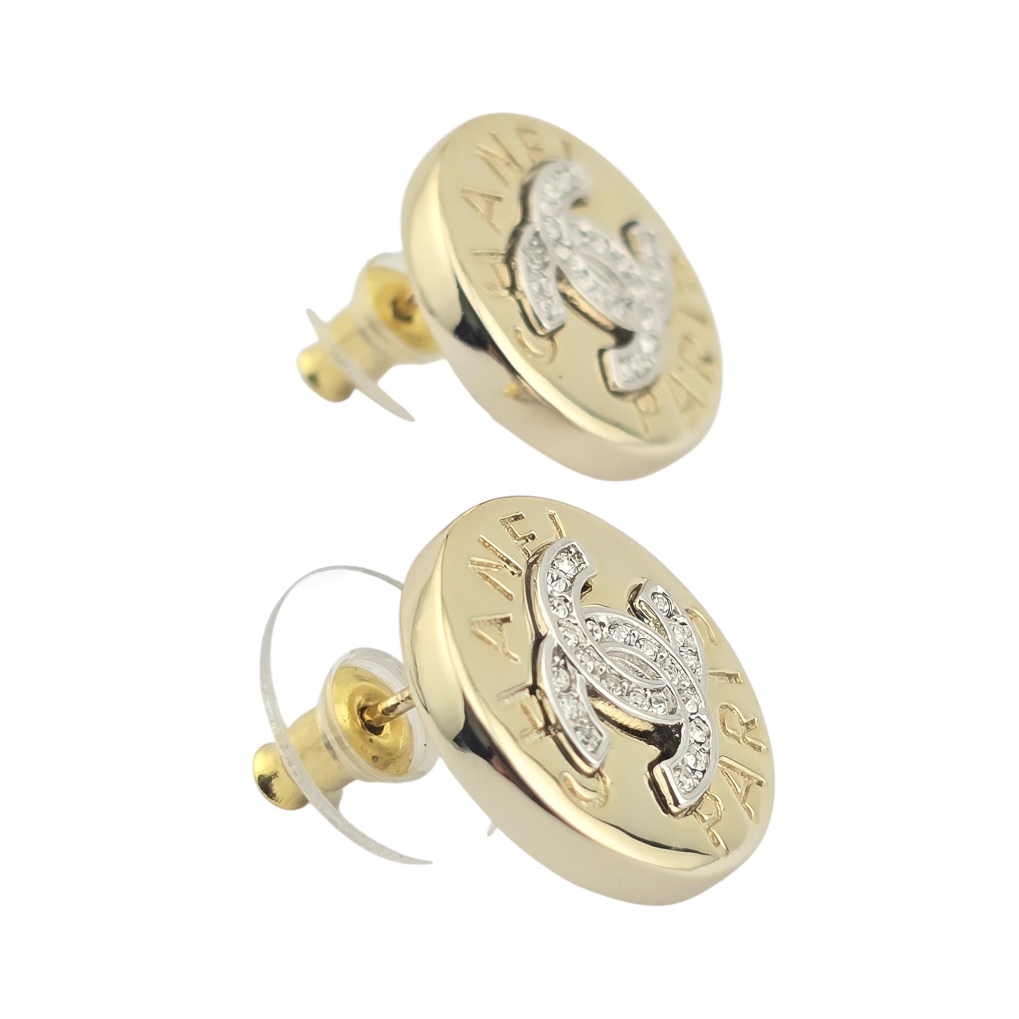 Chanel CC Round Gold Silver Earrings 2025 CHANEL