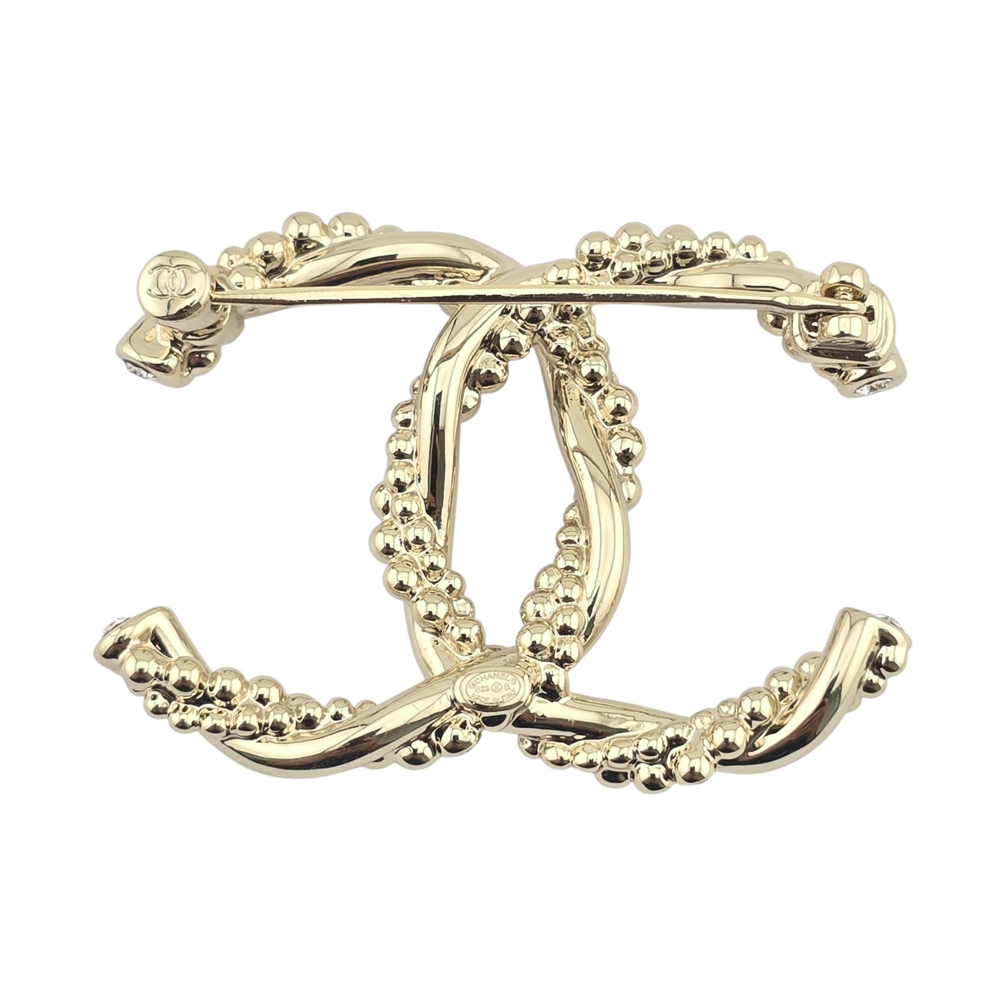 Chanel CC Twisted Gold Crystal Brooch 2023 CHANEL