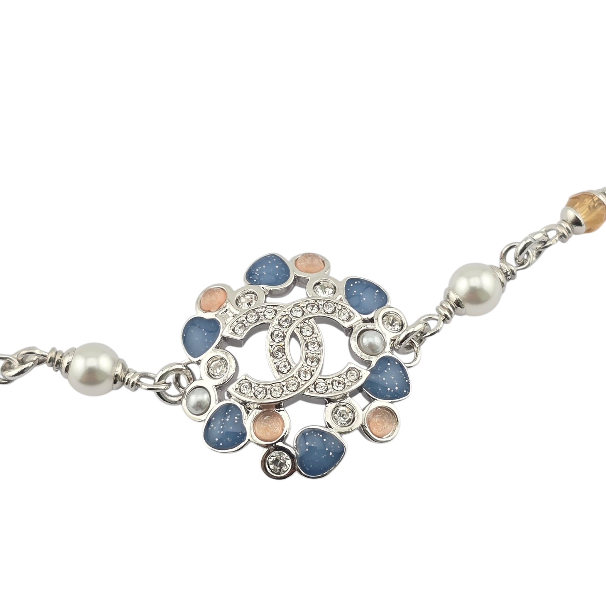 Chanel CC Silver Resin Pendant Necklace 2025 CHANEL
