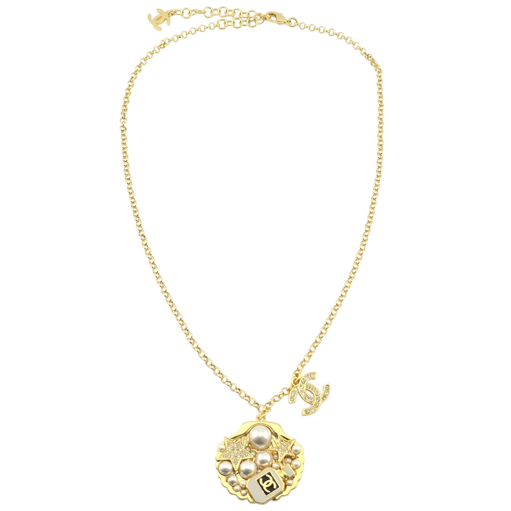 Chanel CC Shell Pendant Gold Necklace 2025 CHANEL