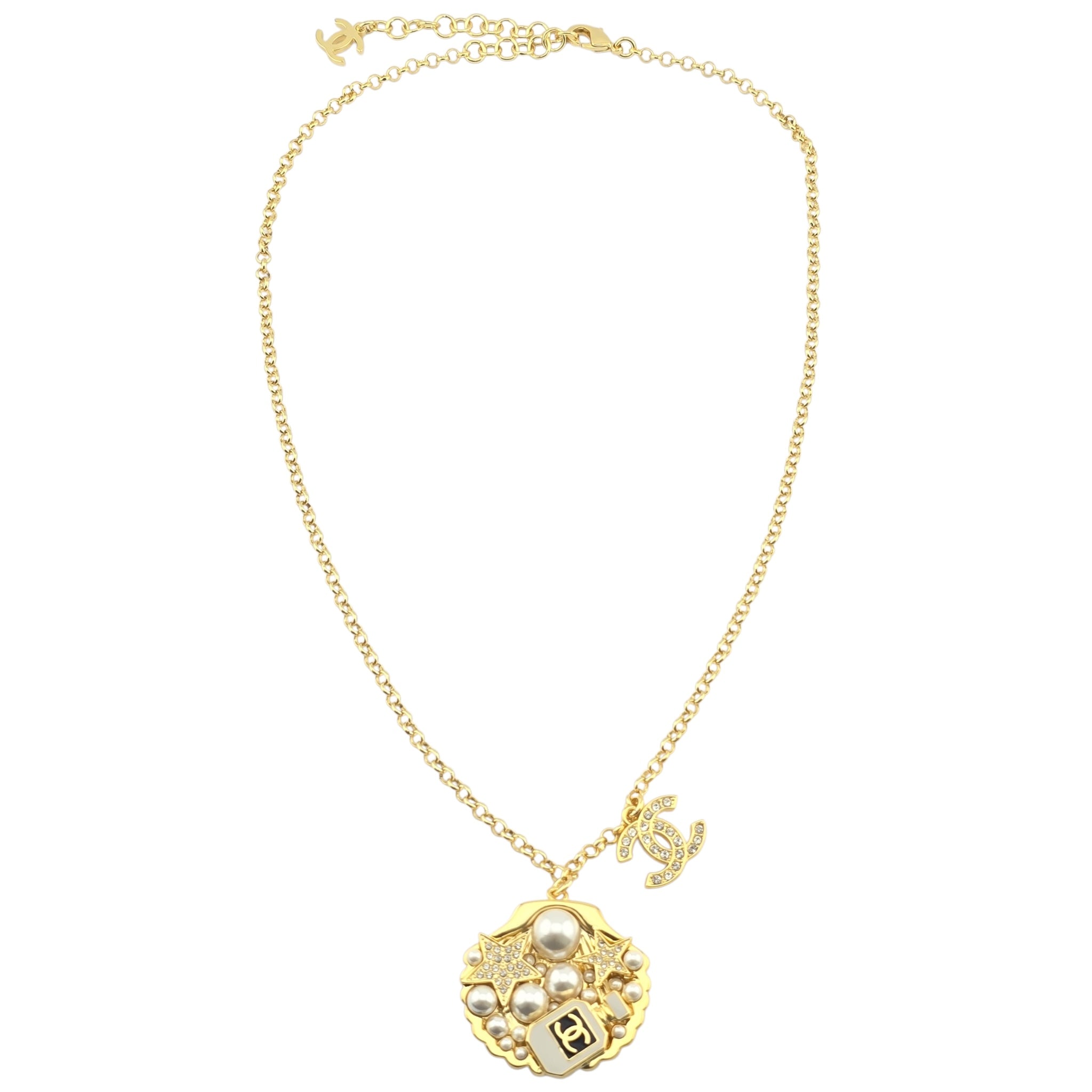 Chanel CC Shell Pendant Gold Necklace 2025 CHANEL