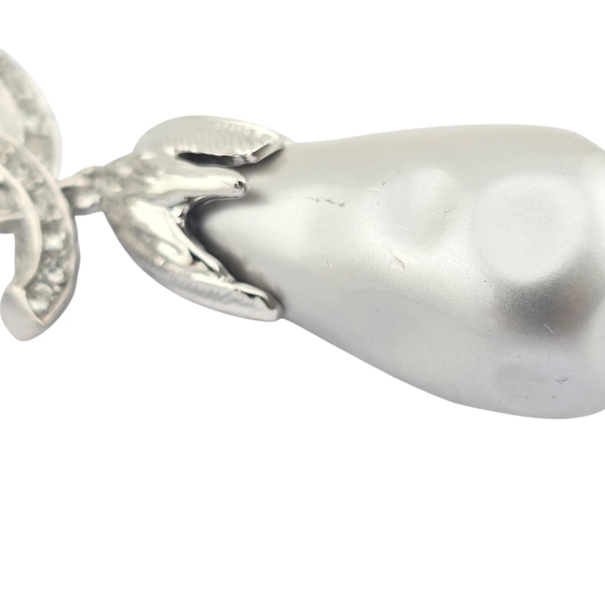 Chanel CC Faux Pearl Silver Leaf Earrings 2025 CHANEL