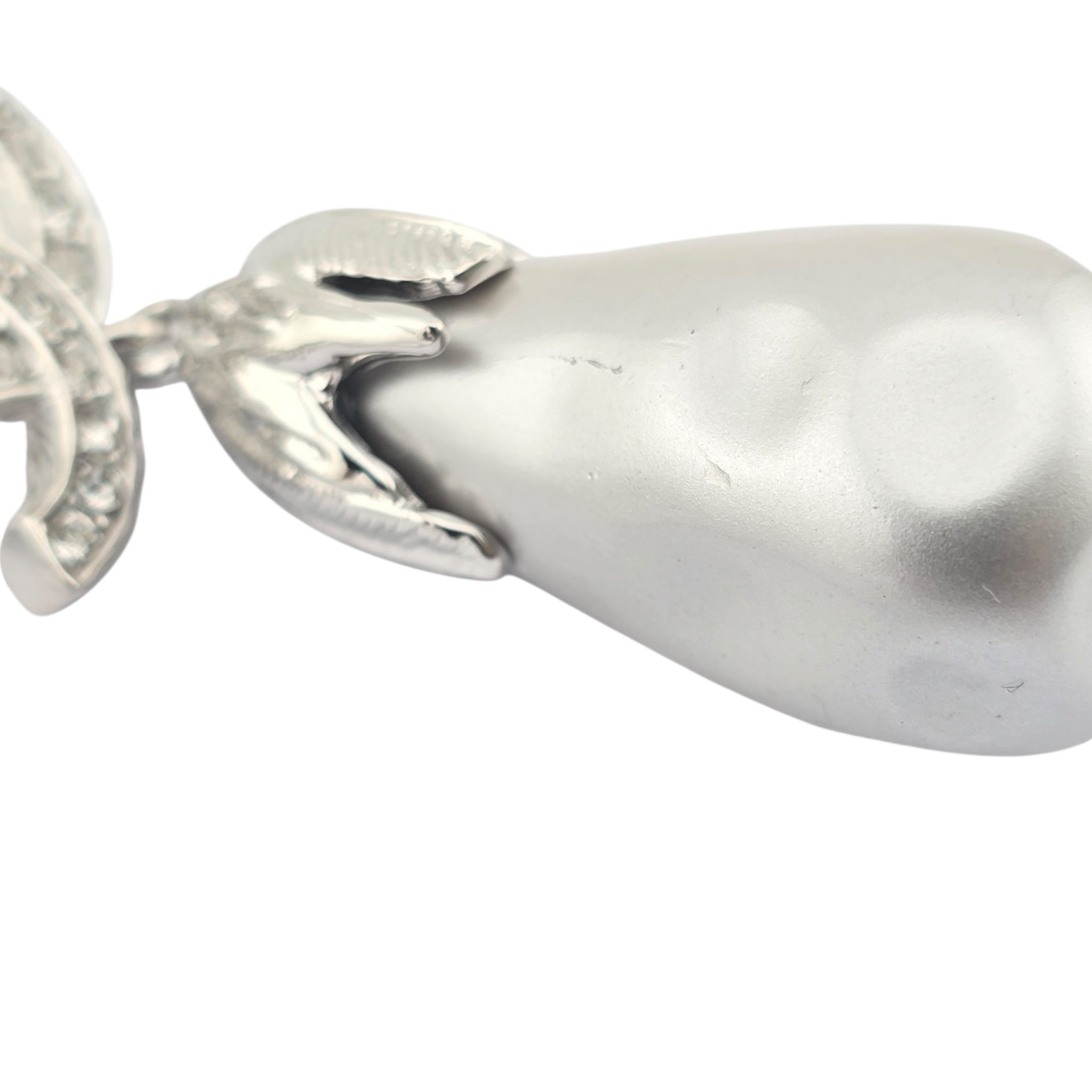 Chanel CC Faux Pearl Silver Leaf Earrings 2025 CHANEL