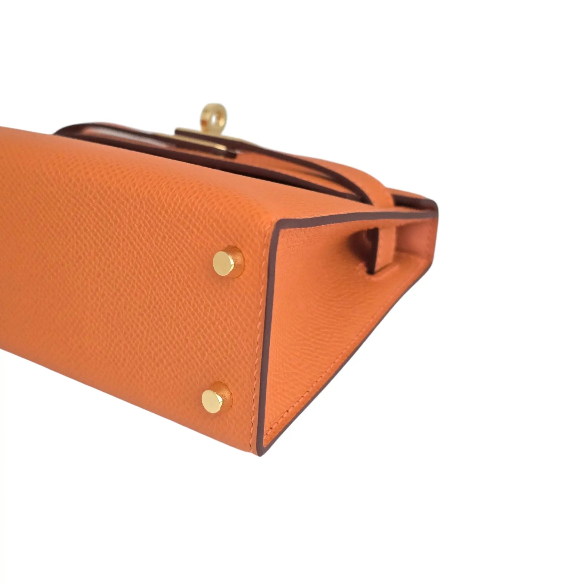 Hermes Mini Kelly II Epsom Orange Gold Hardware Bag HERMES