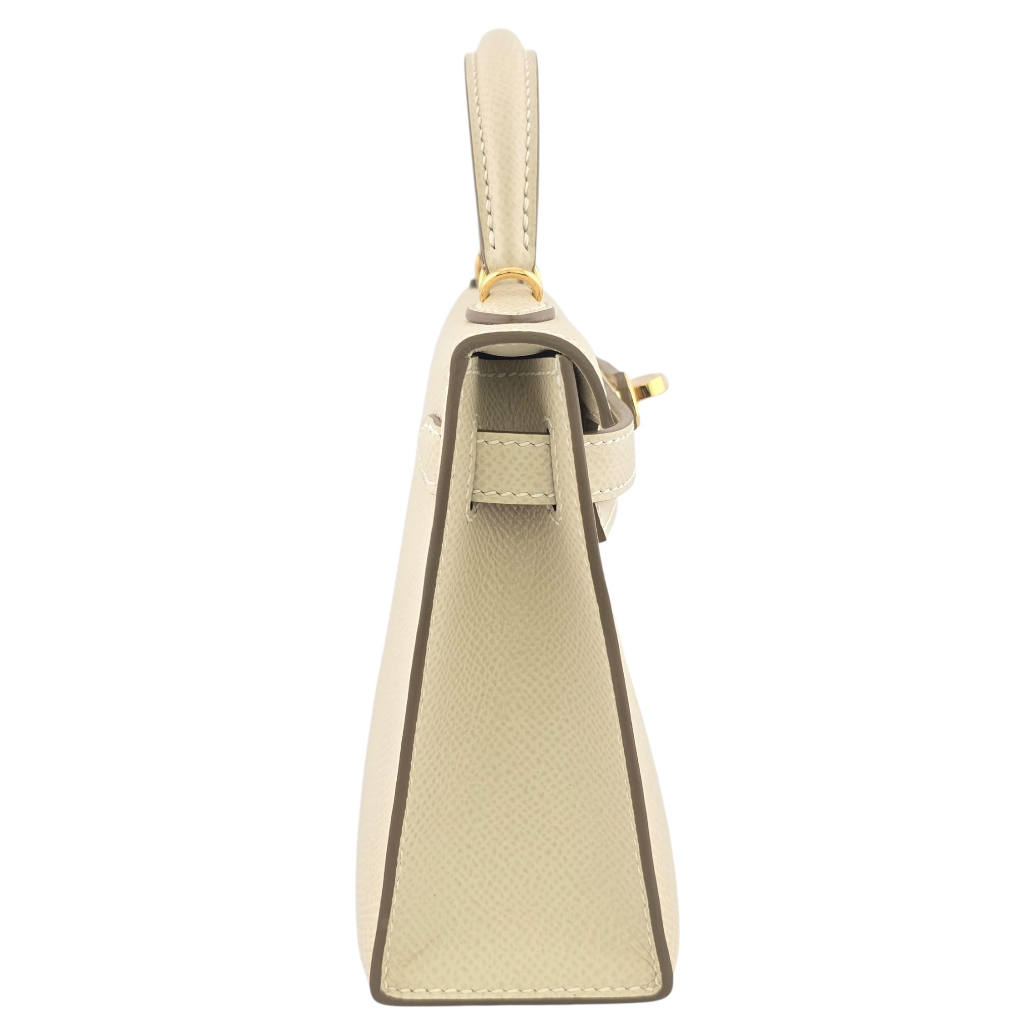 Hermes Mini Kelly II Epsom Craie Gold Hardware Bag HERMES