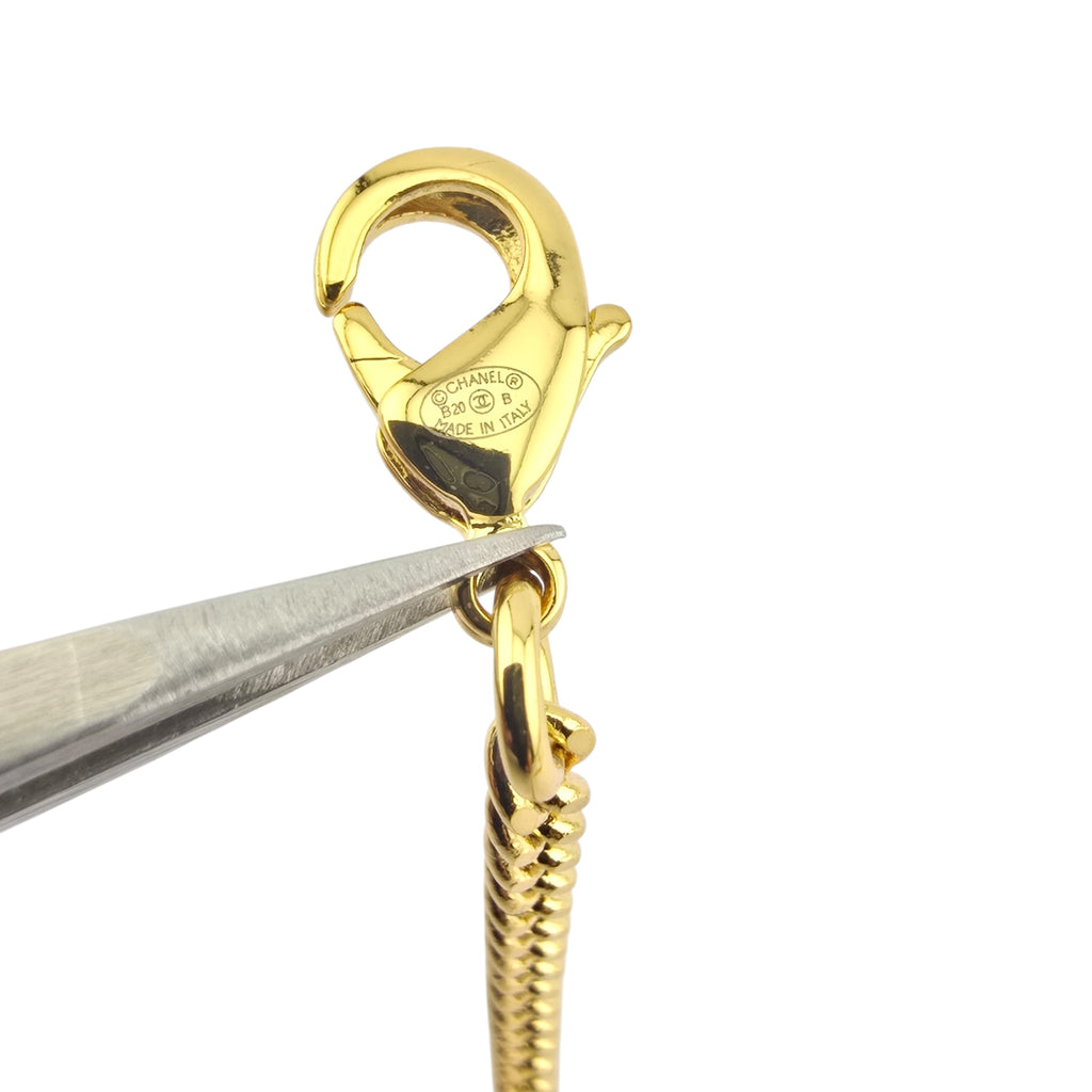 Chanel CC Gold Metal Paris Button Necklace