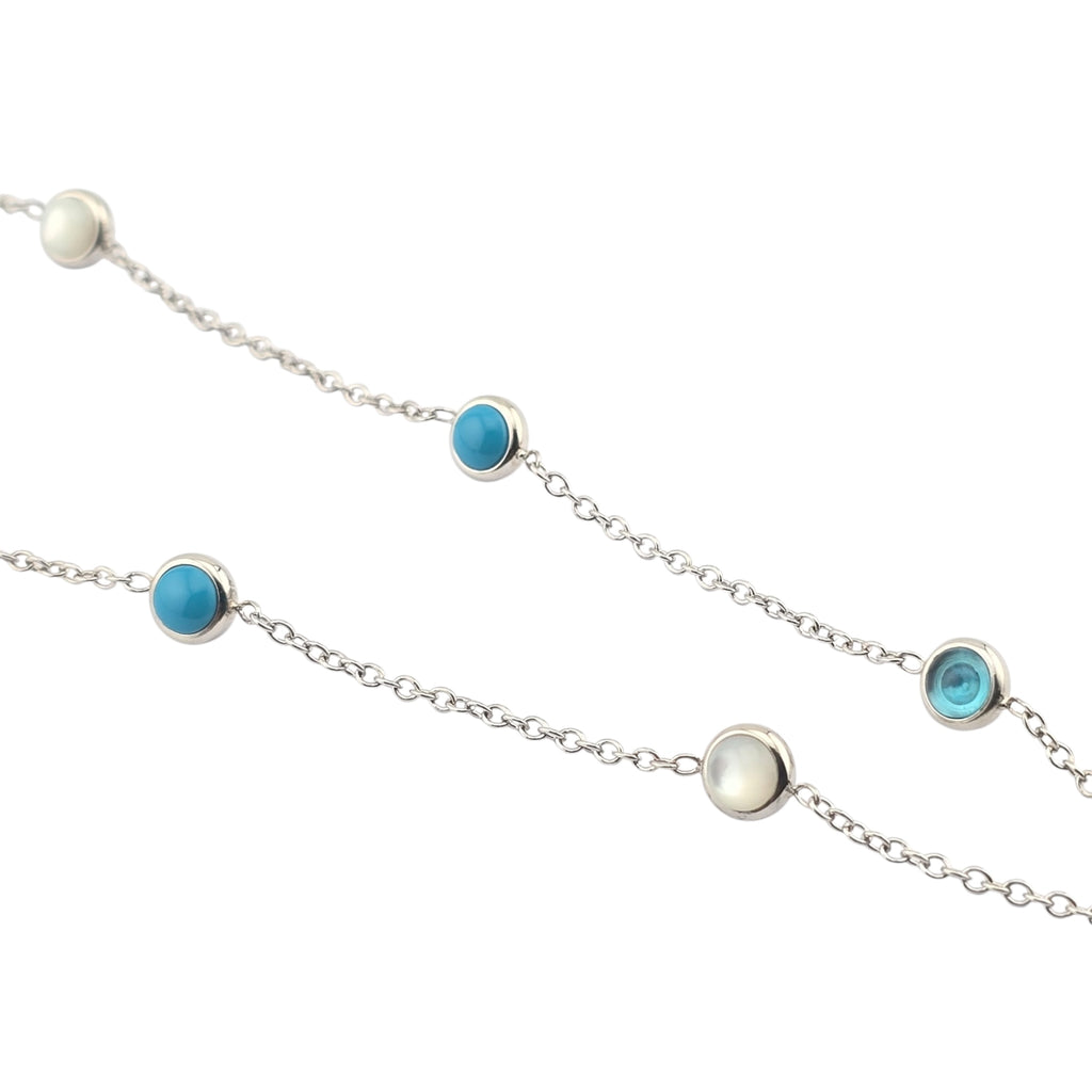 GUCCI GG Marmont Sterling Silver Mother of Pearl Necklace