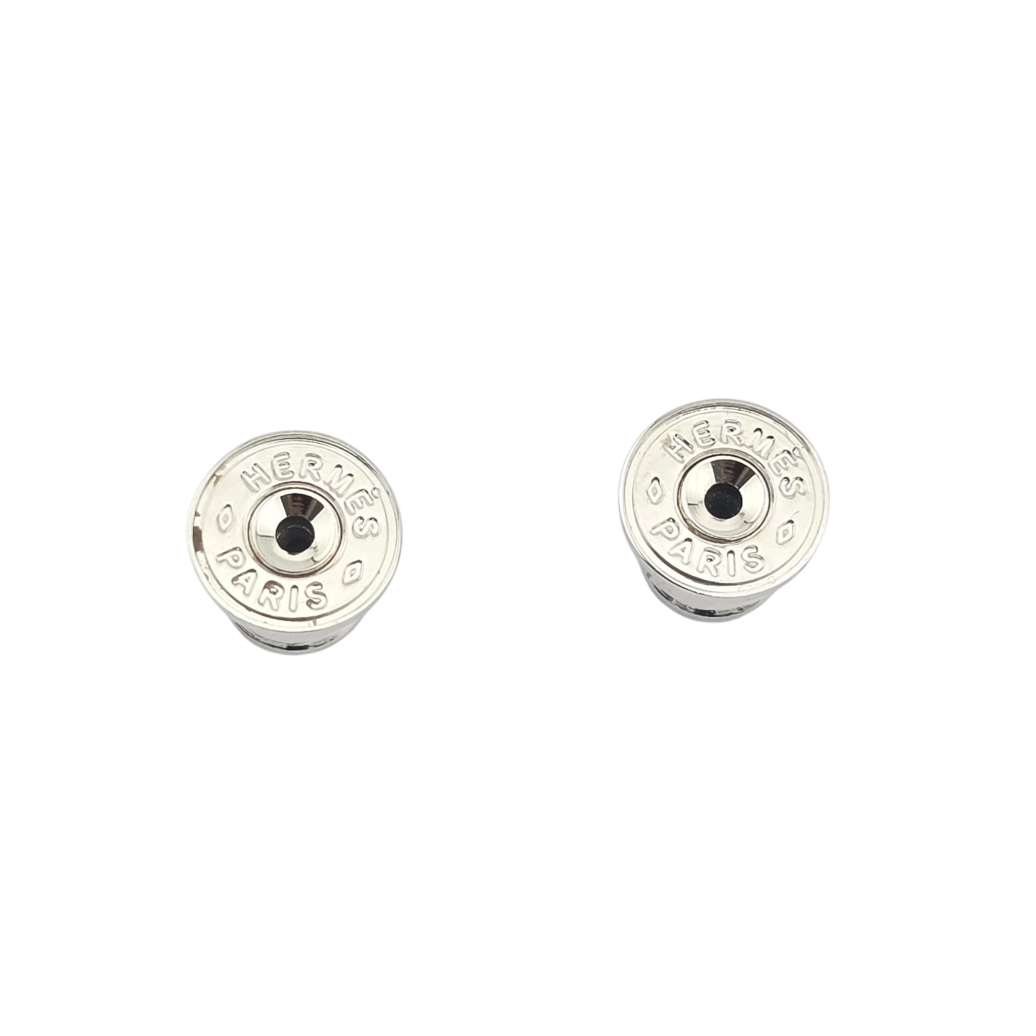 Hermes Athena Large Black Silver Earrings
