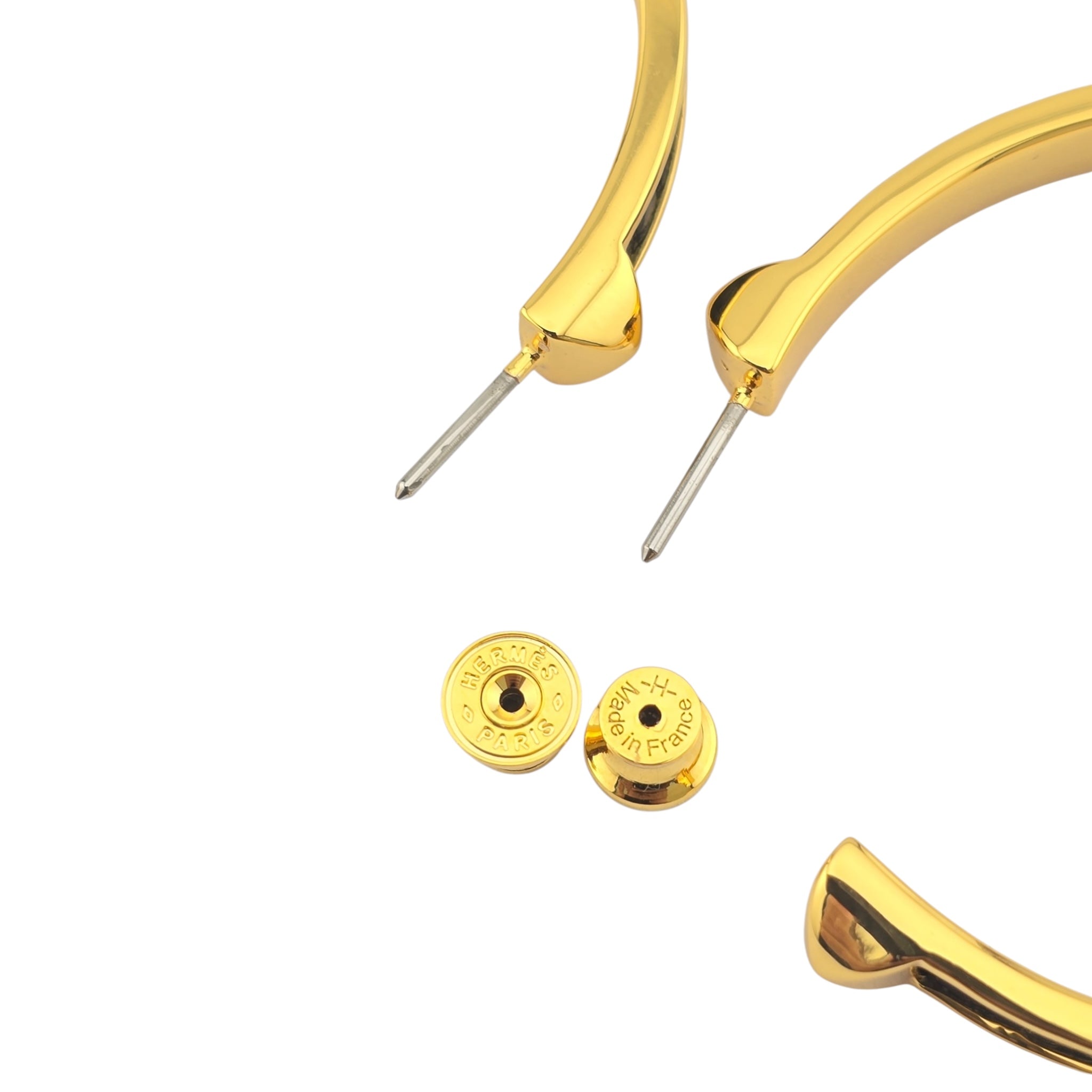 Hermes Athena Large Black Gold Earrings