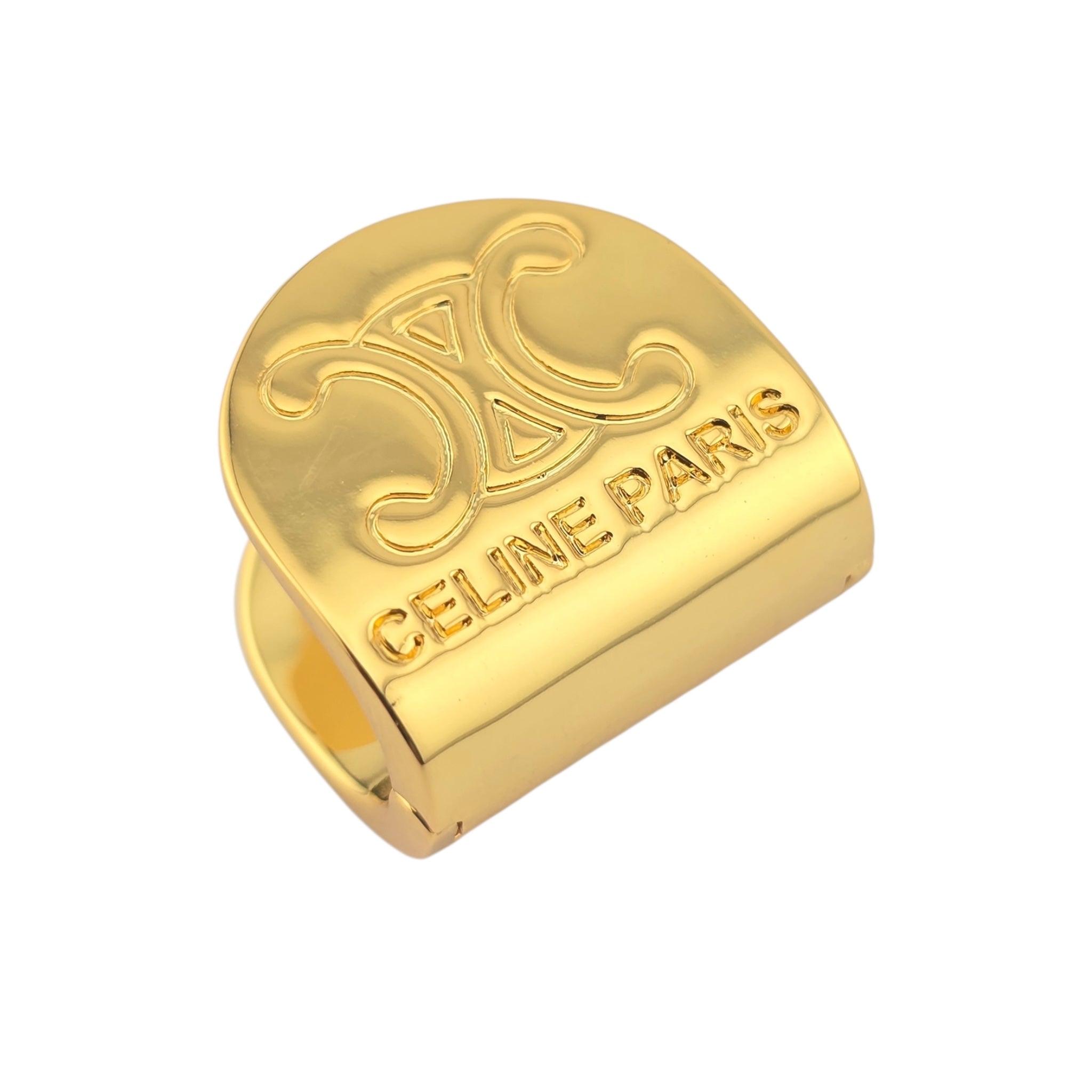 Celine Gold Metal Logo Earrings