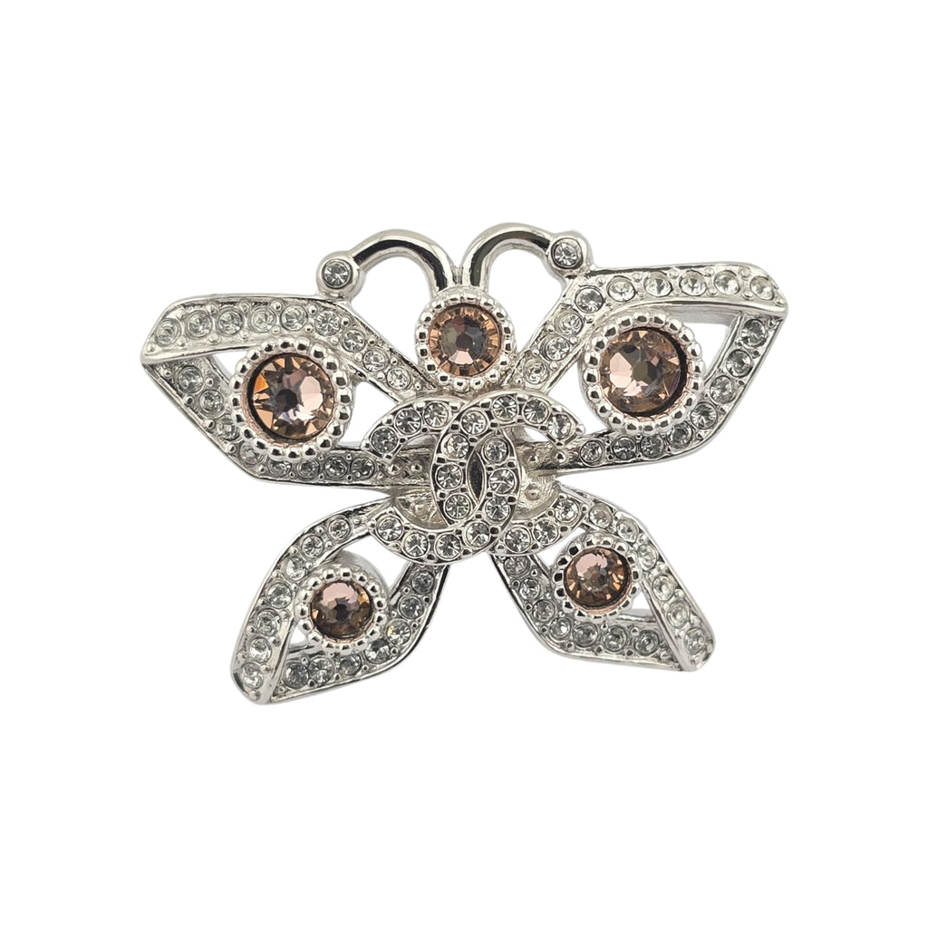 Chanel CC Butterfly Silver Crystal Bracelet B25