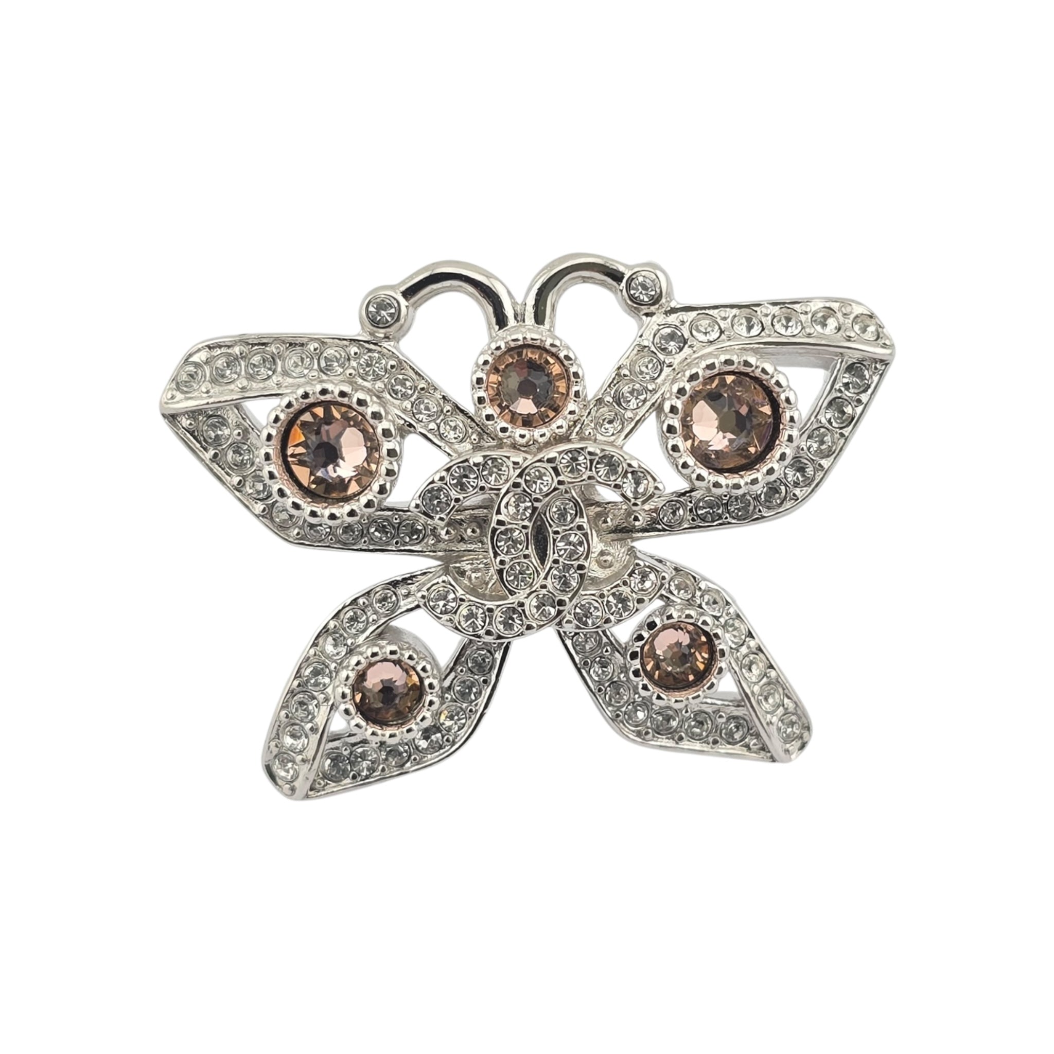 Chanel CC Butterfly Silver Crystal Bracelet B25