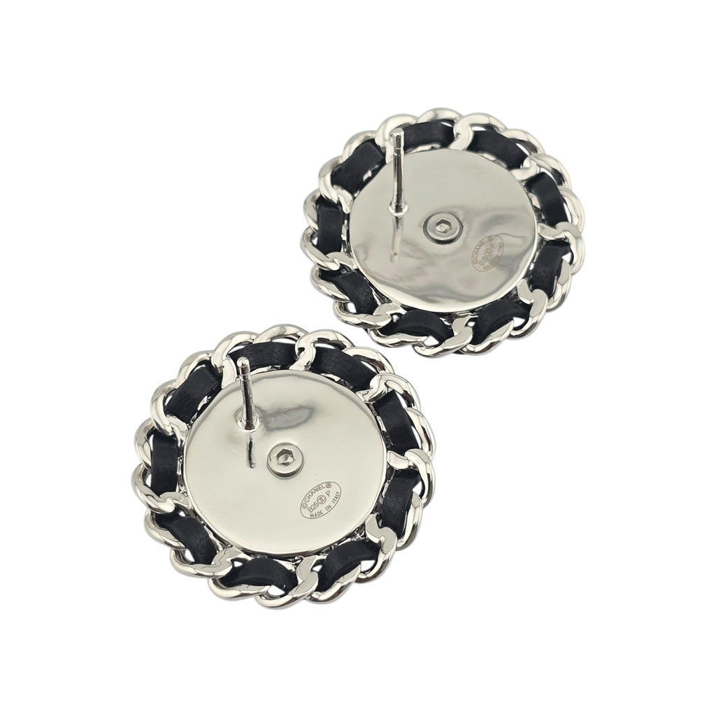 Chanel CC Round Silver Black Earrings 2025