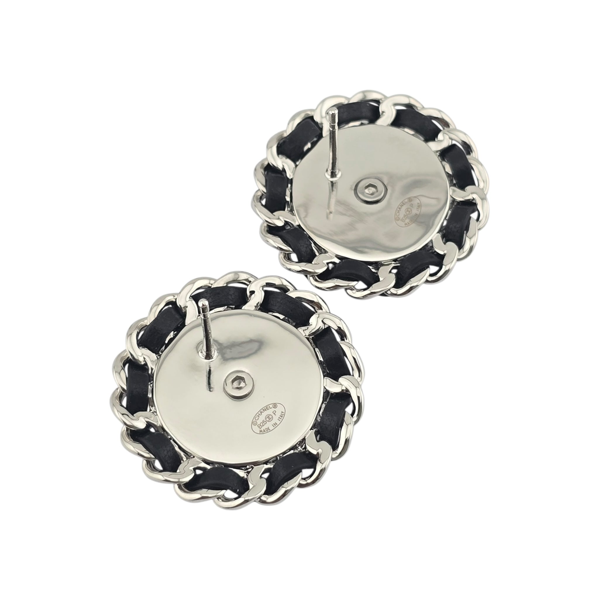 Chanel CC Round Silver Black Earrings 2025