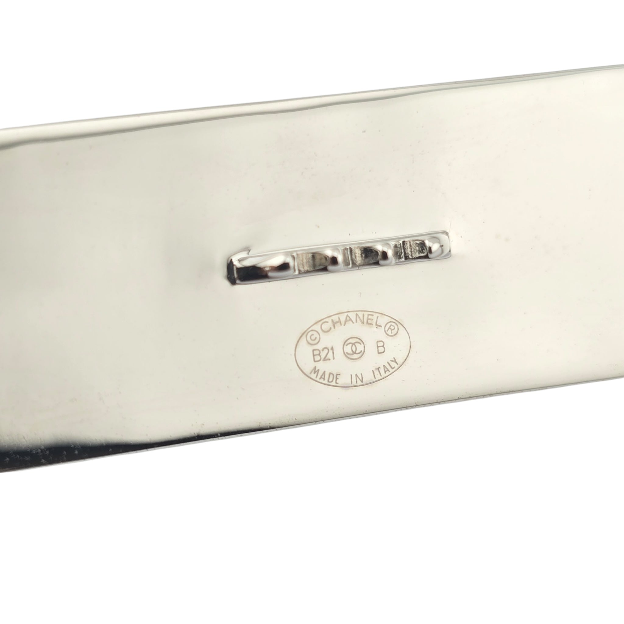 Chanel Logo Silver Hair Barrette Clip 2021