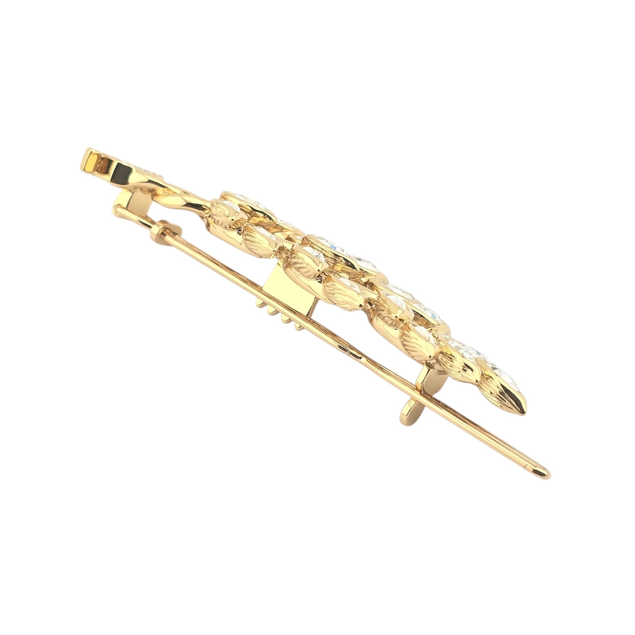 Chanel CC Gold Crystal Leaf Hair Pin 2022