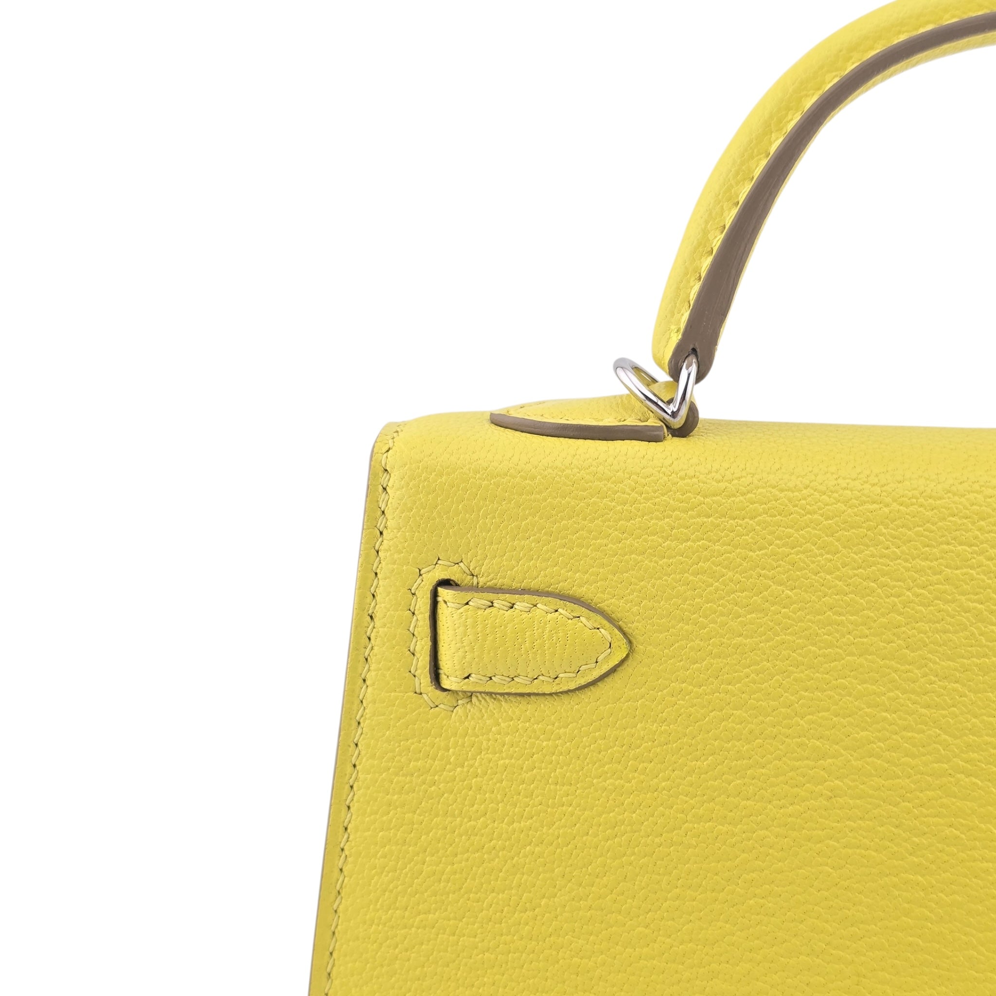 Hermes Mini Kelly II Chèvre Lime Palladium Hardware Bag