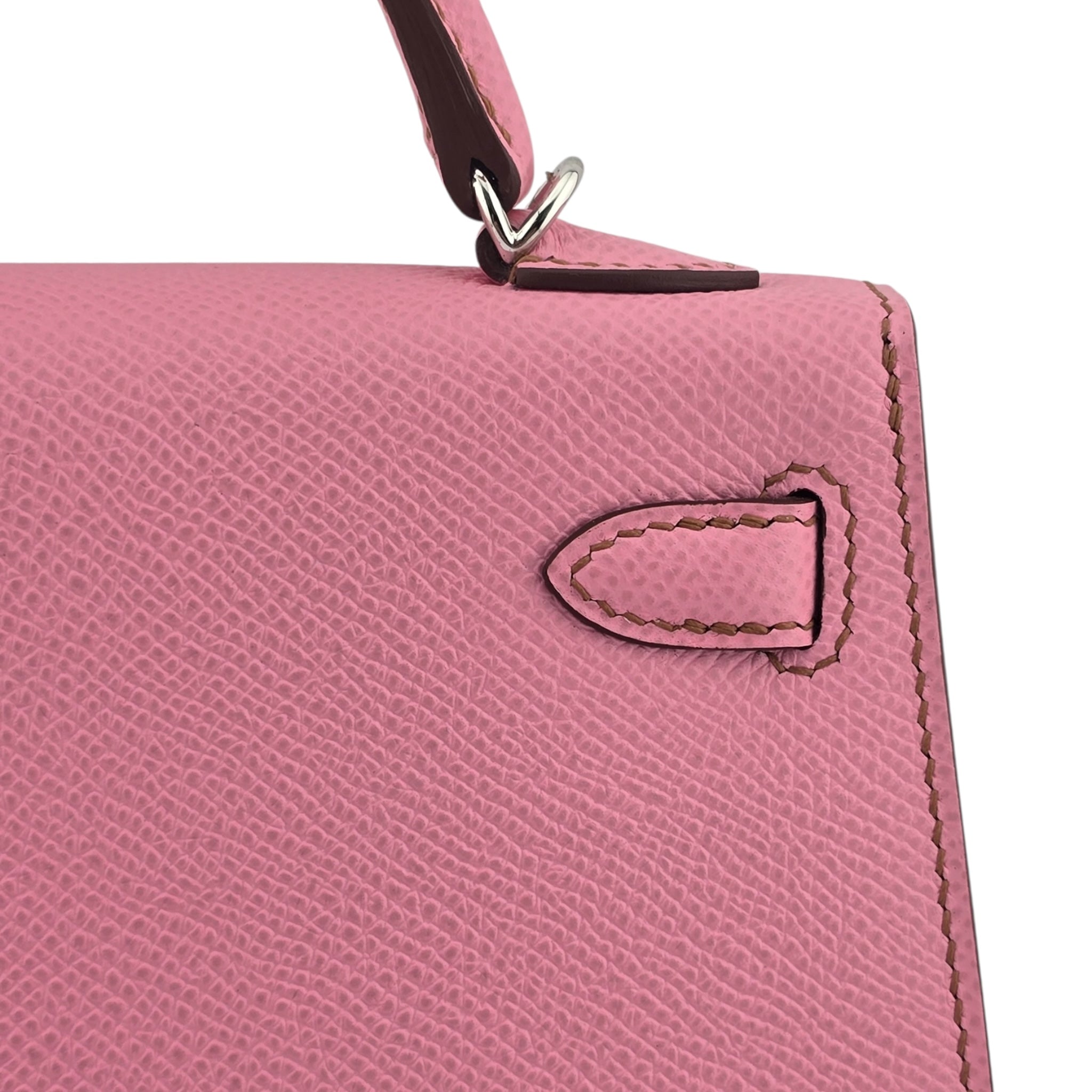 Hermes Mini Kelly II Epsom 5P Bubblegum Pink Palladium Hardware Bag